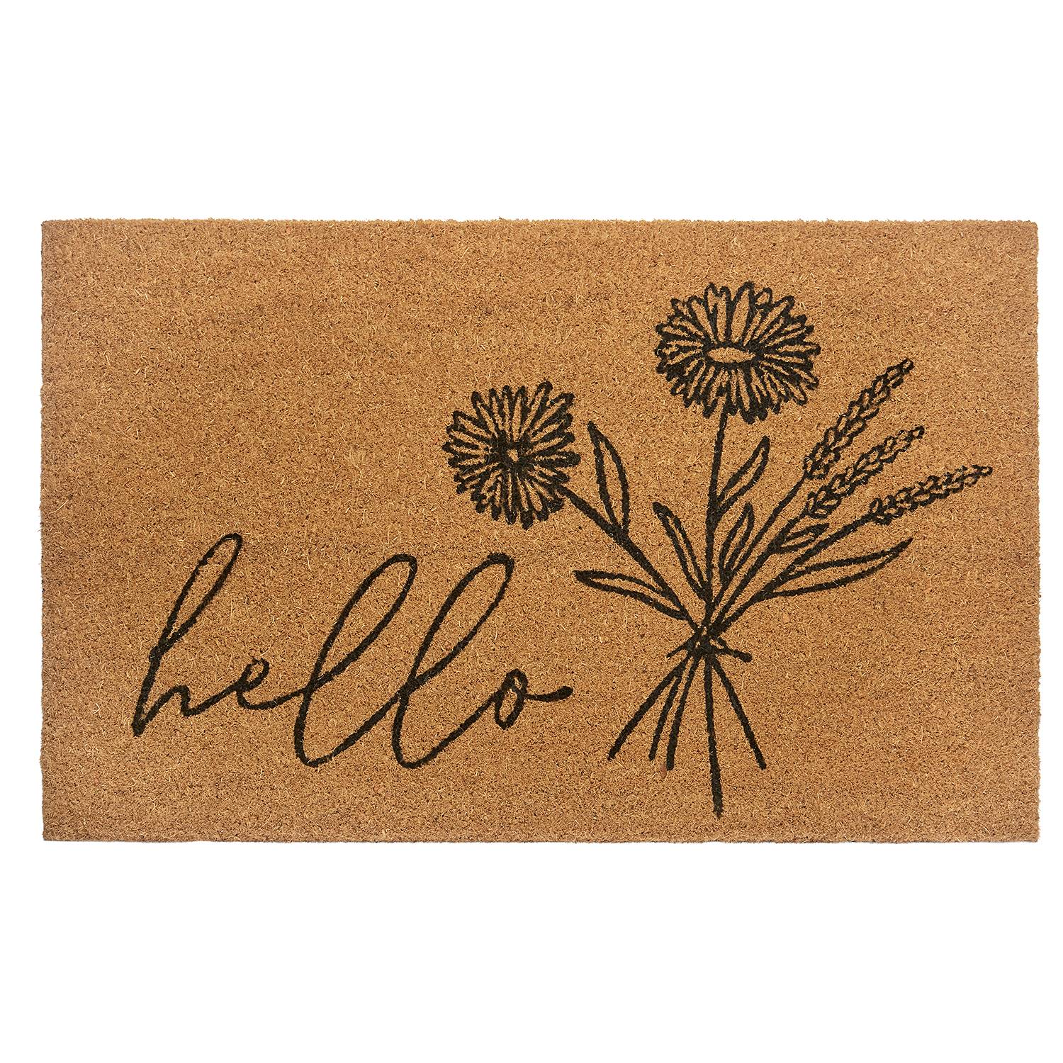Kokos Fußmatte Hello & Flowers Kokos Braun / Schwarz