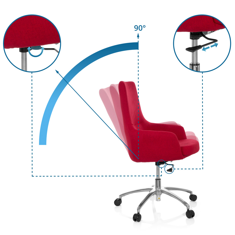 SHAKE 100 Swivel office chair with casters, fabric, red