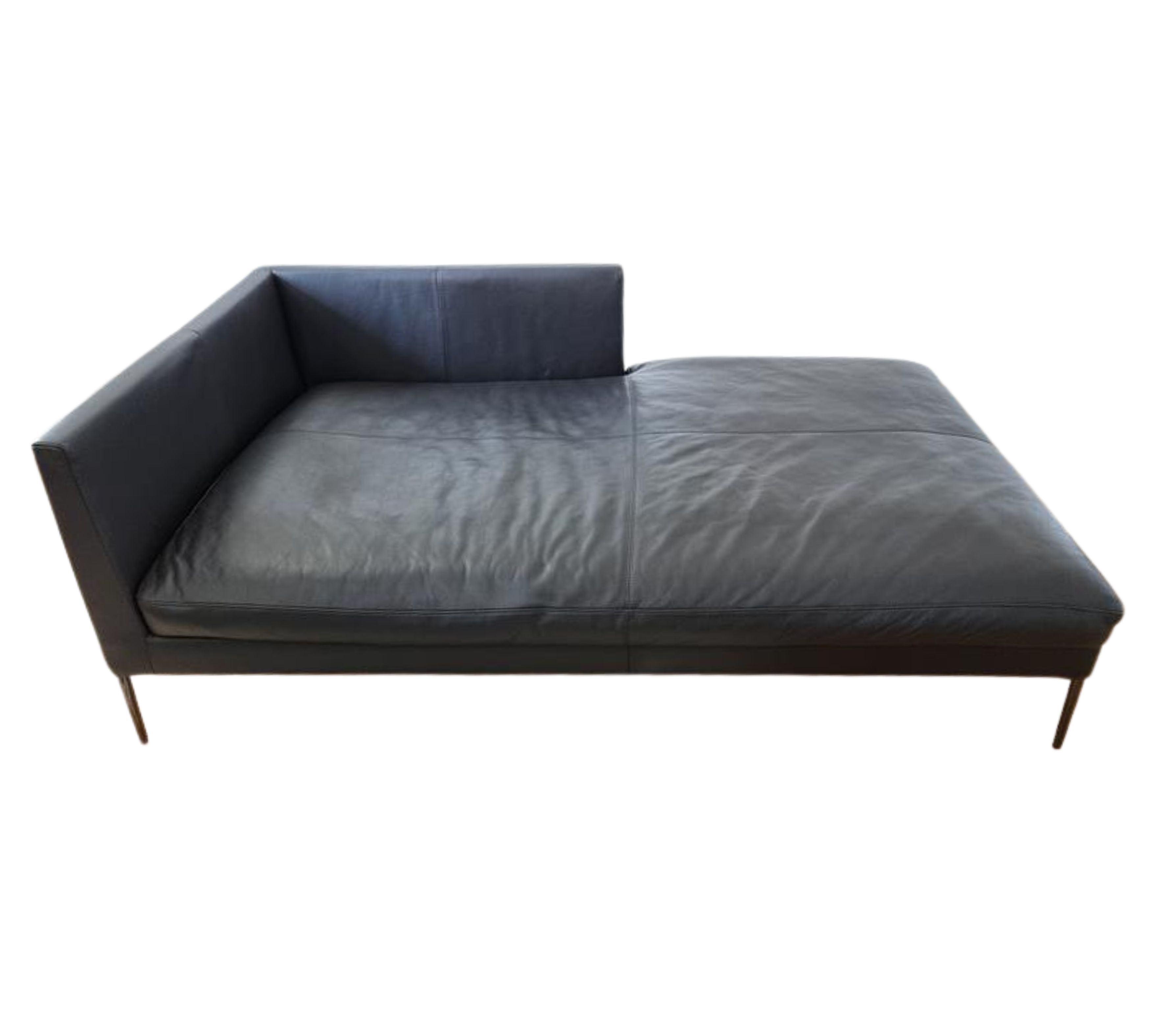 Pilotis Ecksofa mit Recamiere Leder Dunkelbraun