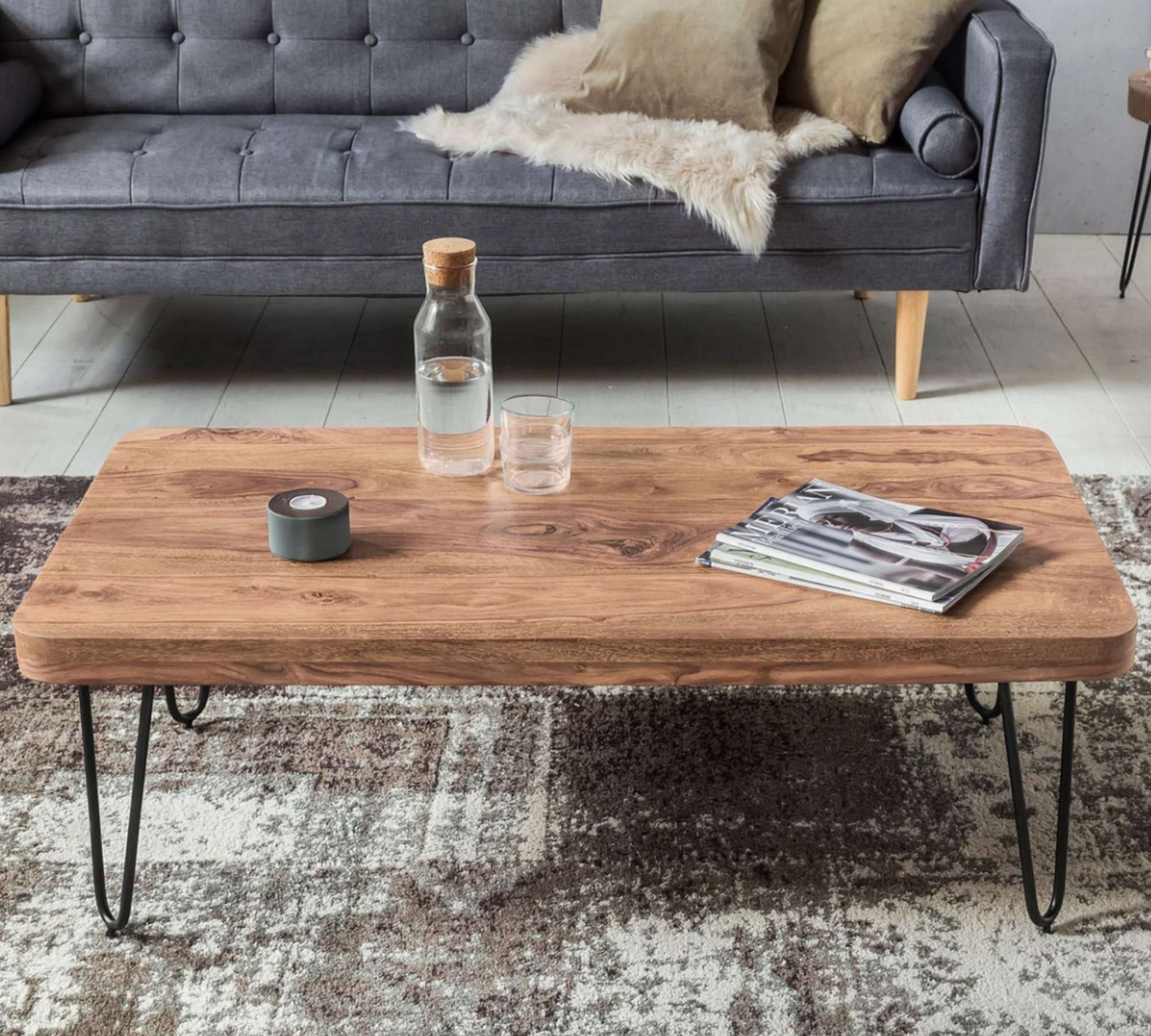 Couchtisch Massivholz Metalll