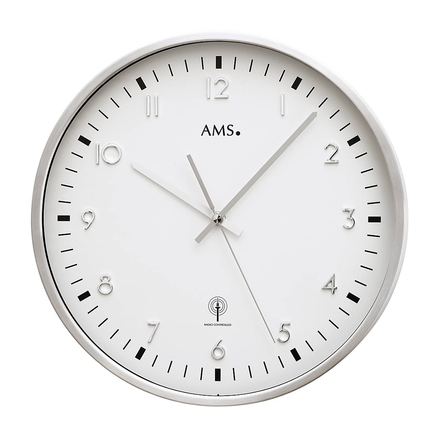 Wall Clock Con Con Radio-Controlled Silver White 32 cm