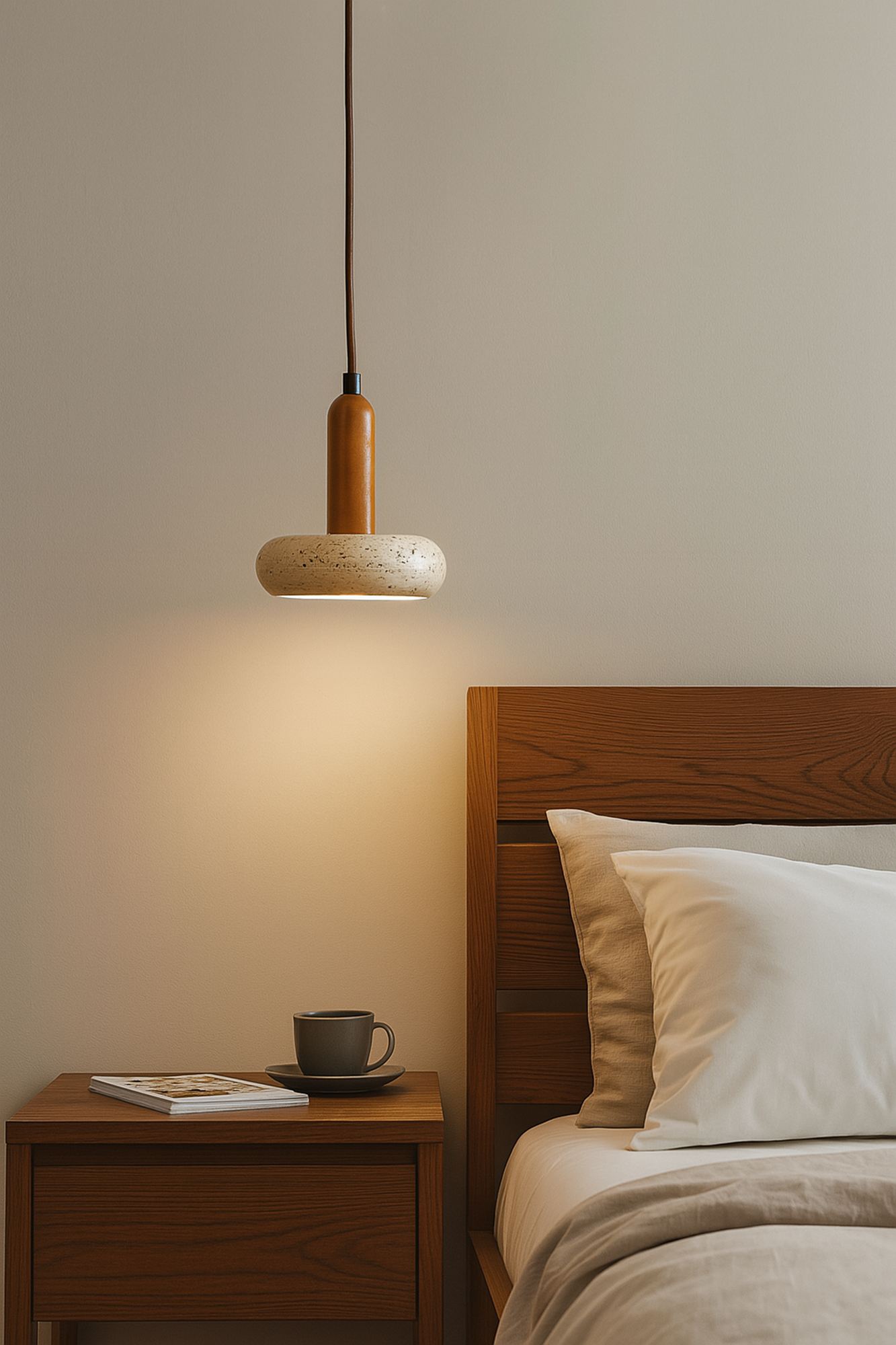 Worm Pendant Light Oak Wood Cream