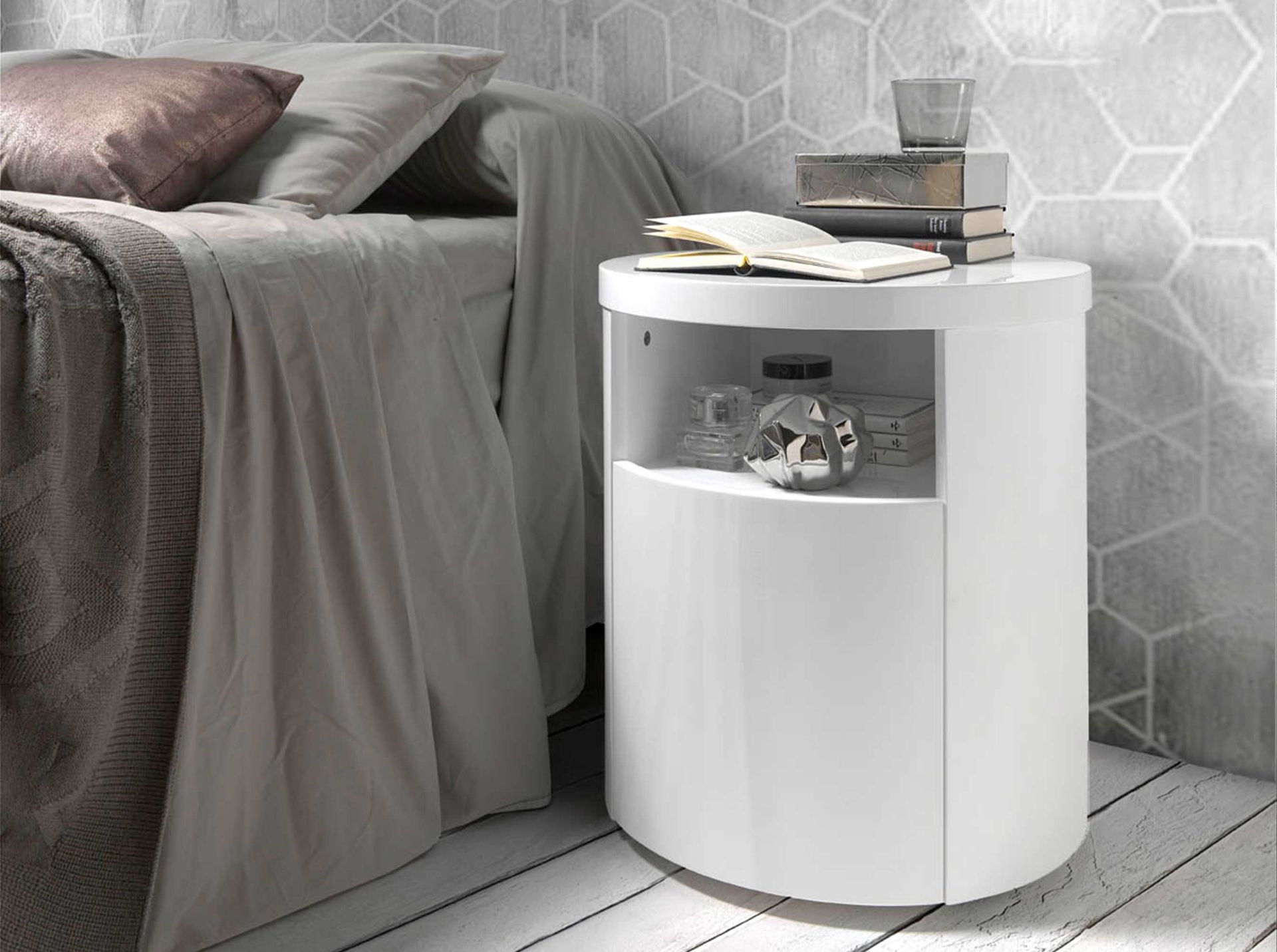 7006 Nachttisch Weiß 48cm