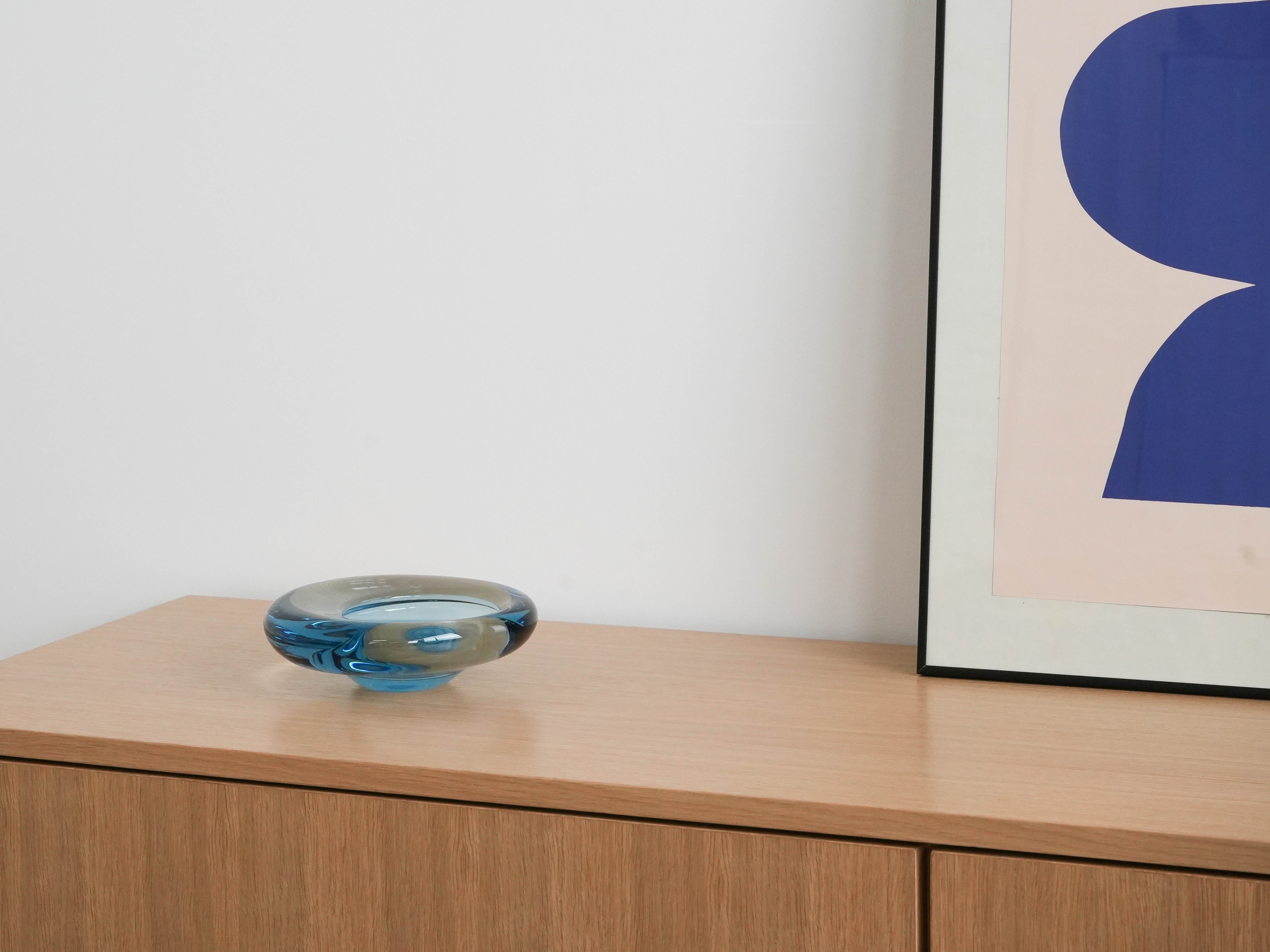 Glasplatte Blau 1960er Jahre