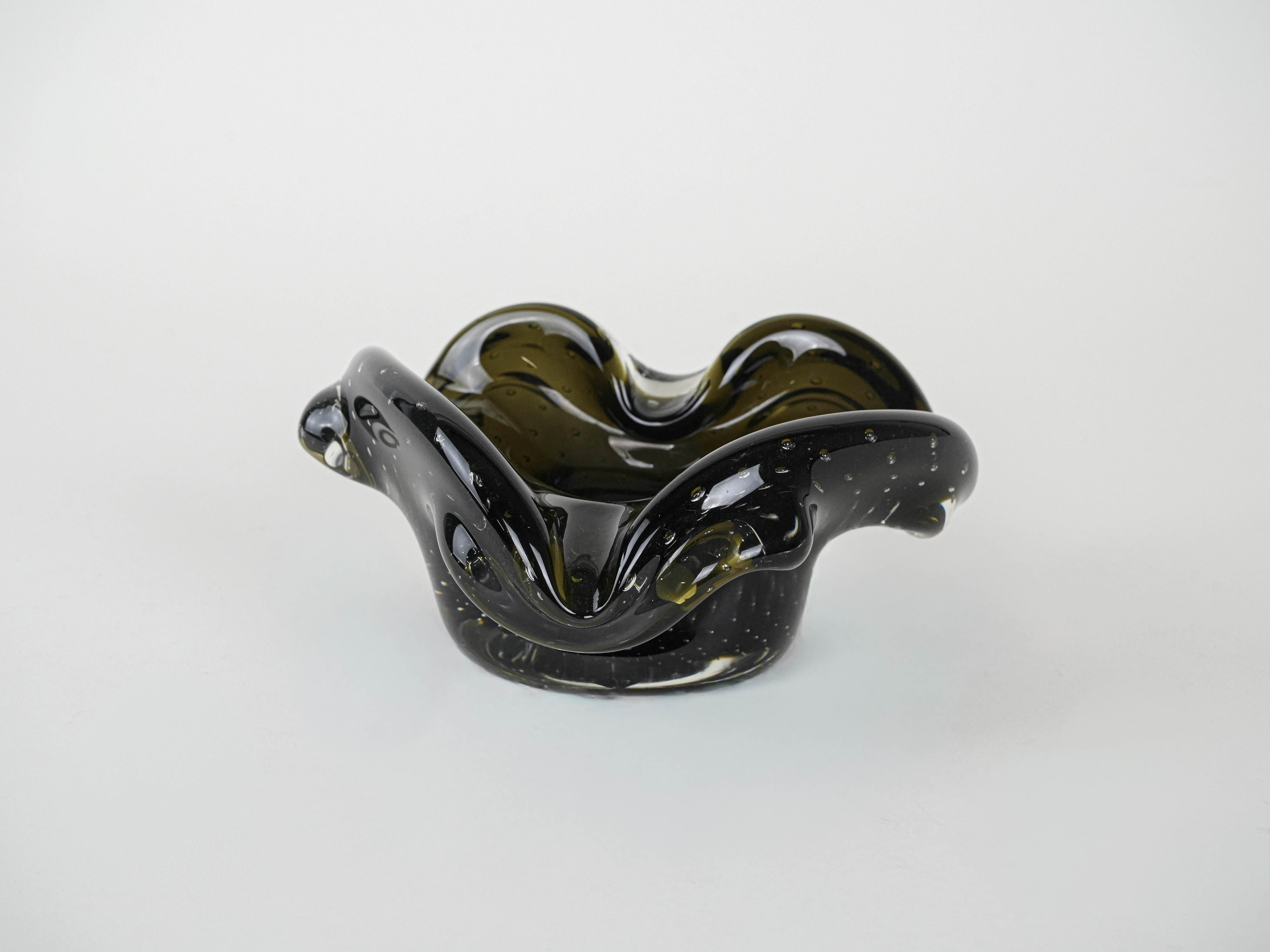 Platte Muranoglas Grün 1960er Jahre