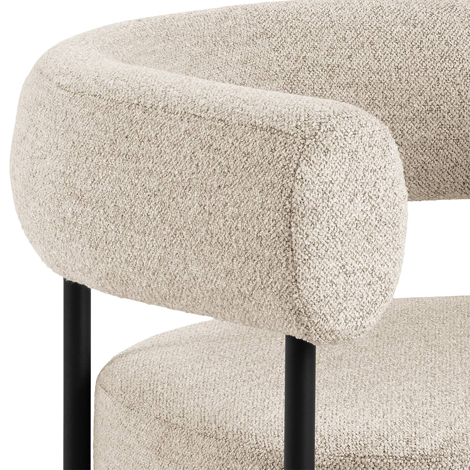 Loungesessel Kerame Bouclé Stahl Beige Schwarz