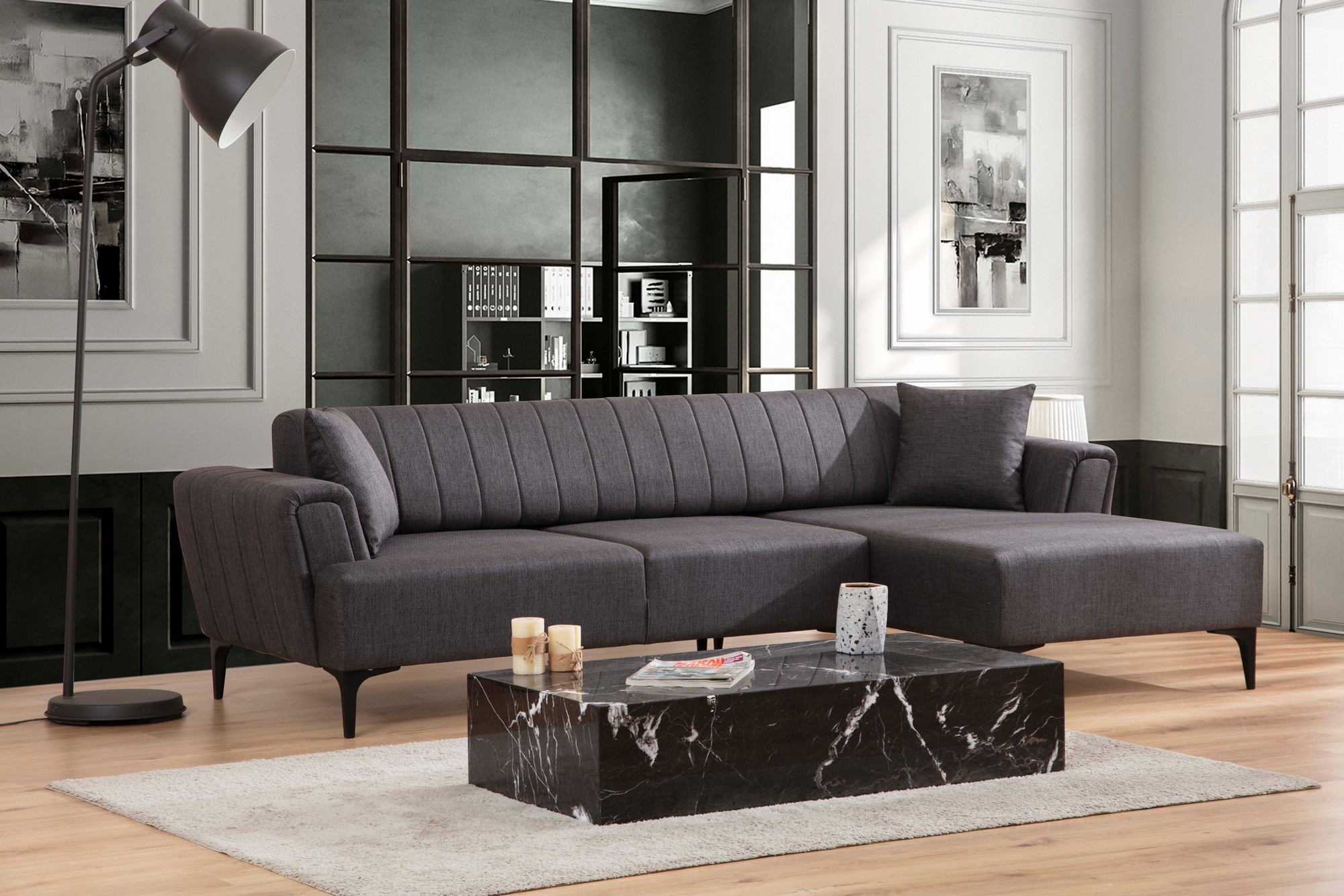 Hamlet corner sofa Right Dark gray