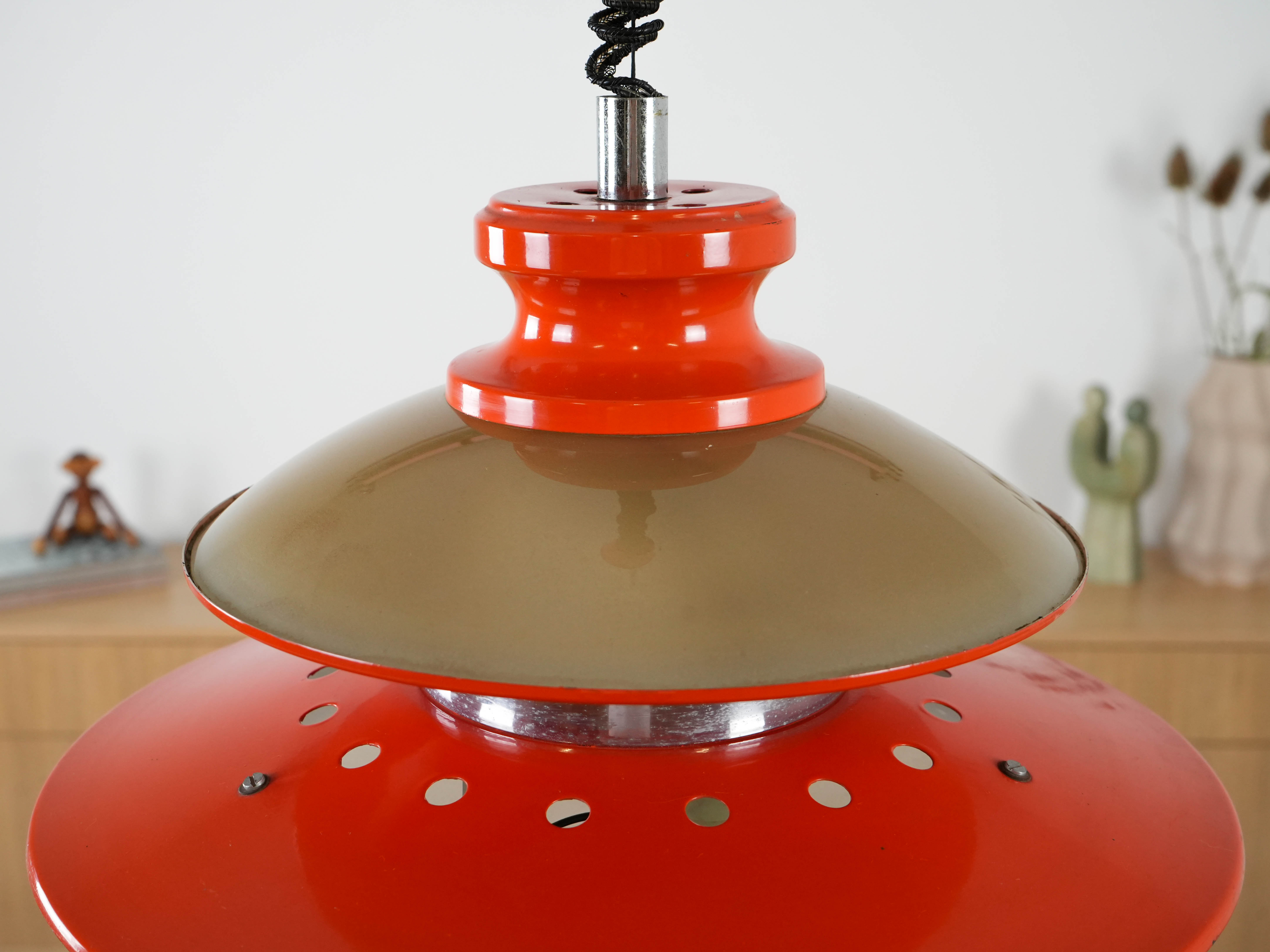 Hanging lamp Metal Orange 1970s