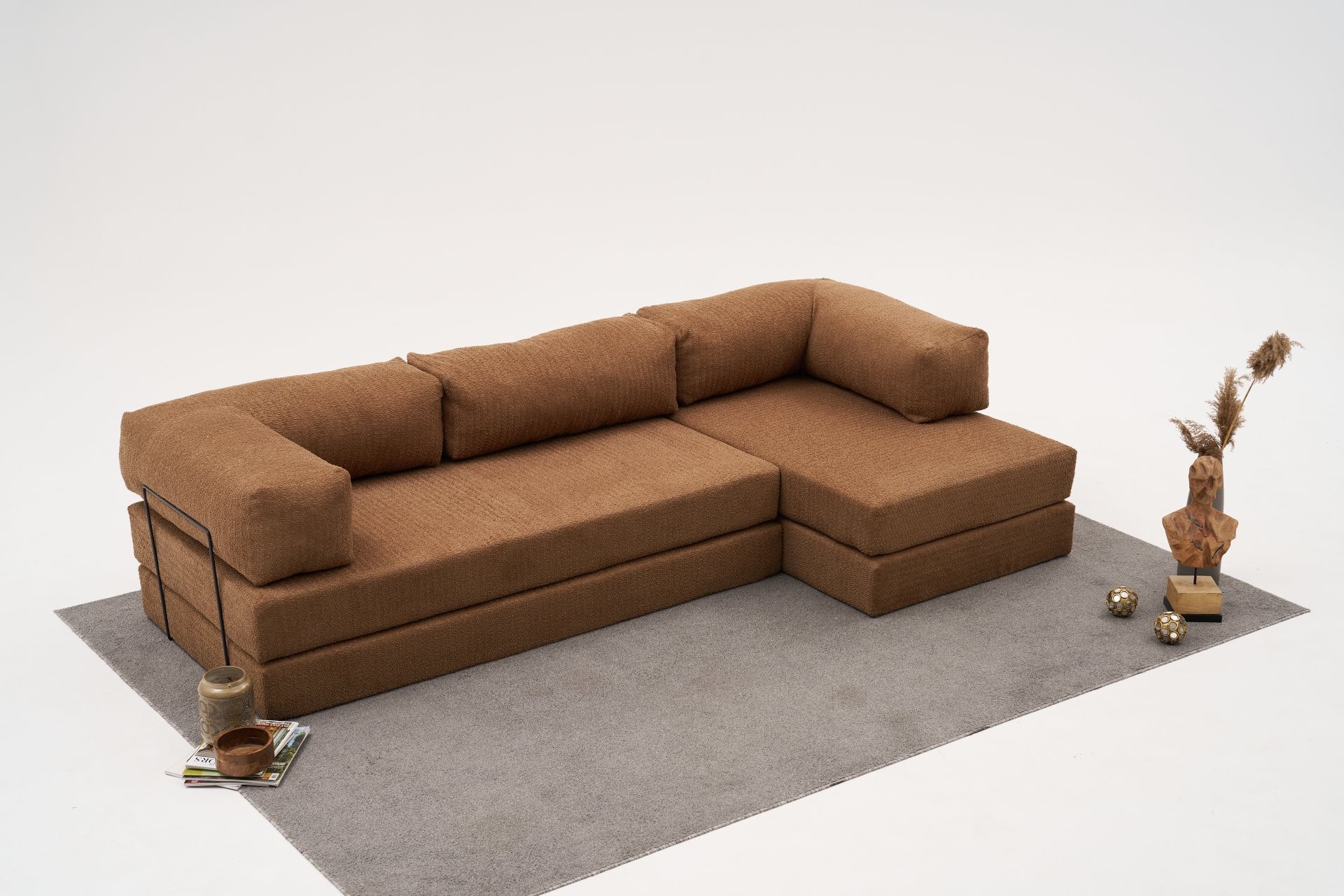 Comfort Schlafsofa Récamiere Rechts Braun