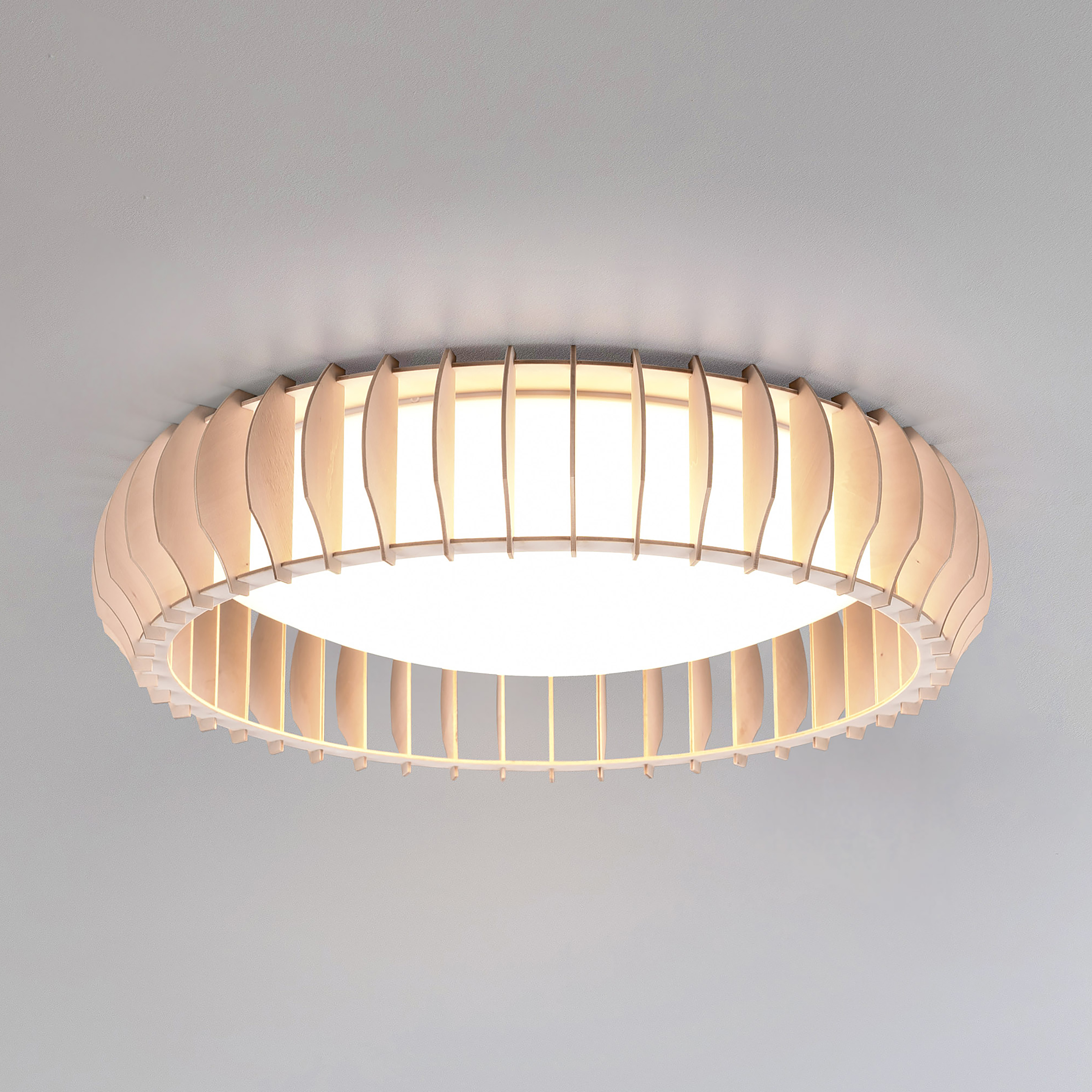 Monte LED-Deckenleuchte Eisen Kiefer Weiß Ø 60cm