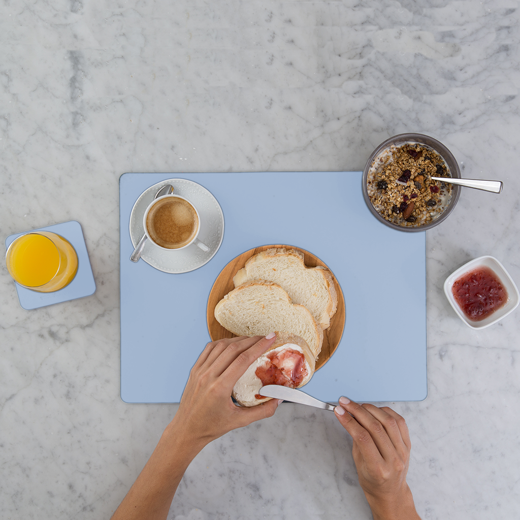 Tovaglietta rettangolare 100% pelle riciclata azzurro