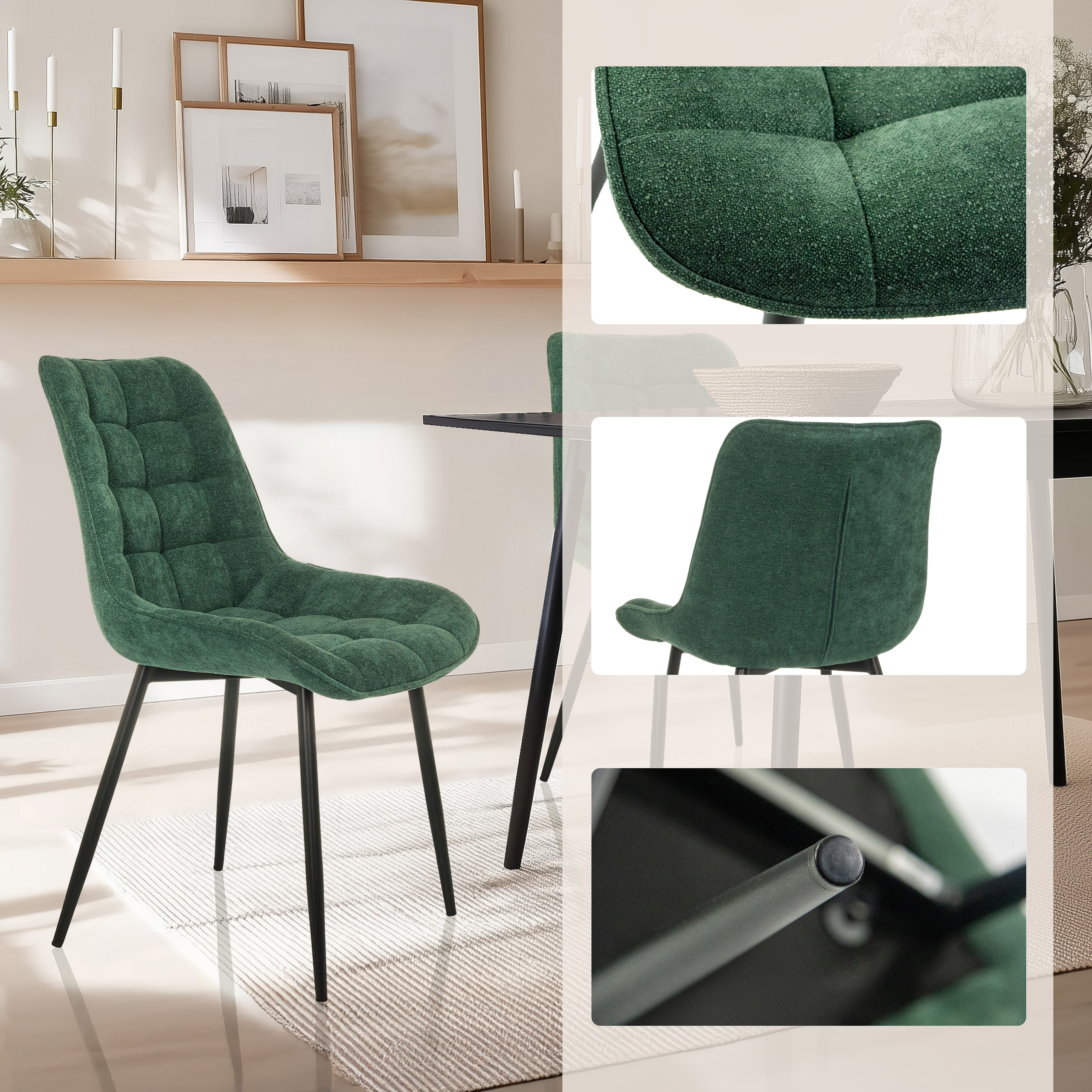 ELARIS Dining chair fabric green
