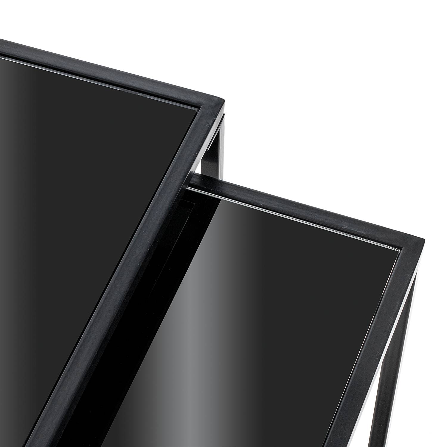 2x Cerney Beistelltisch-Set Glas Metall Schwarz