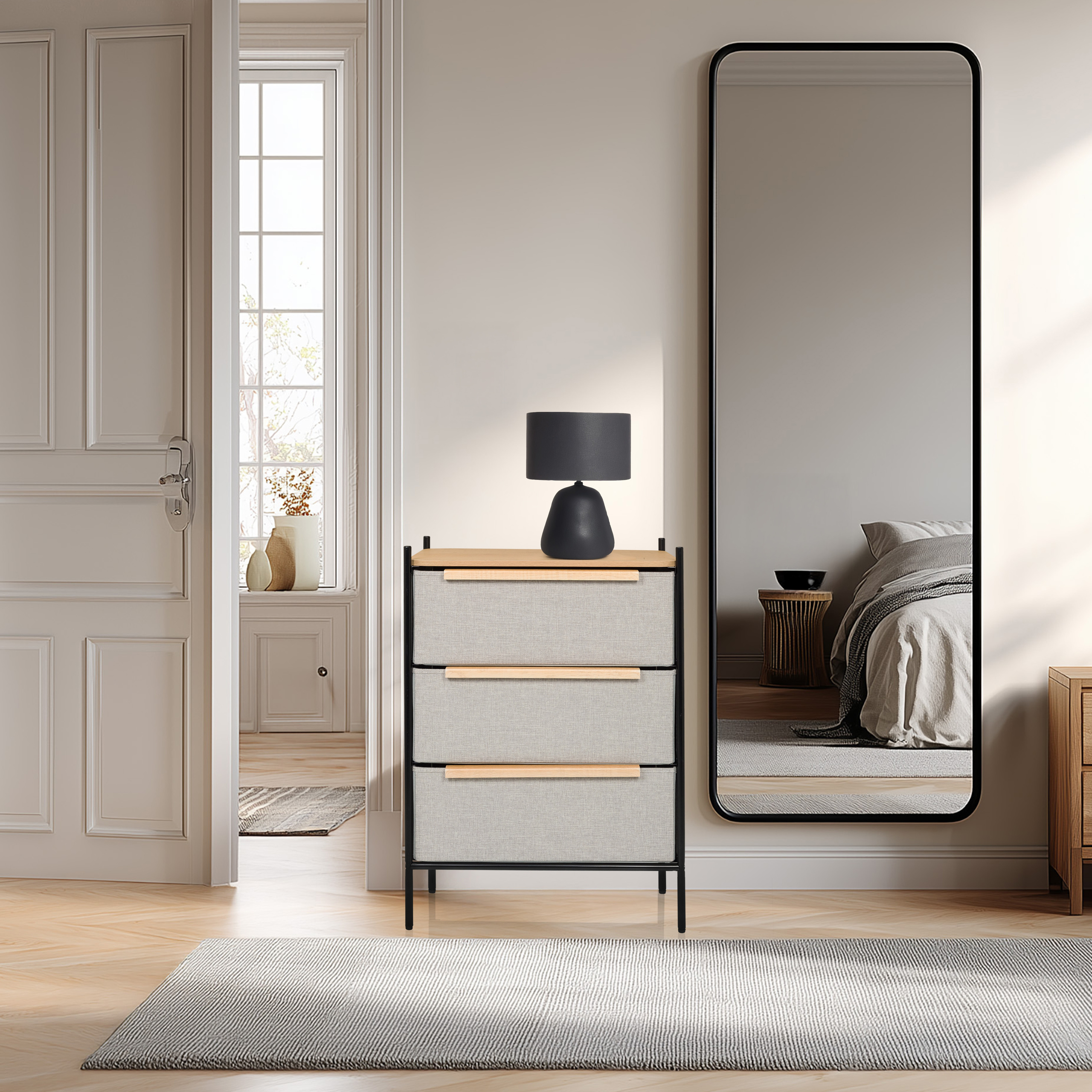 Chest of drawers STUVAR 58x40x79cm 3 drawers taupe hjh LIVING