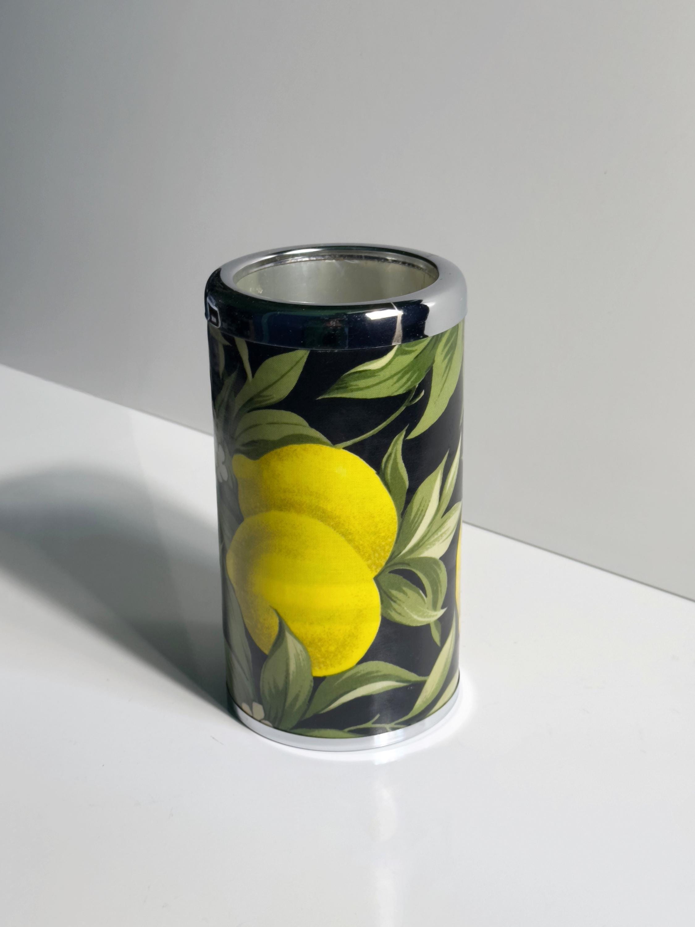 Vintage bottle cooler metal yellow 1980s