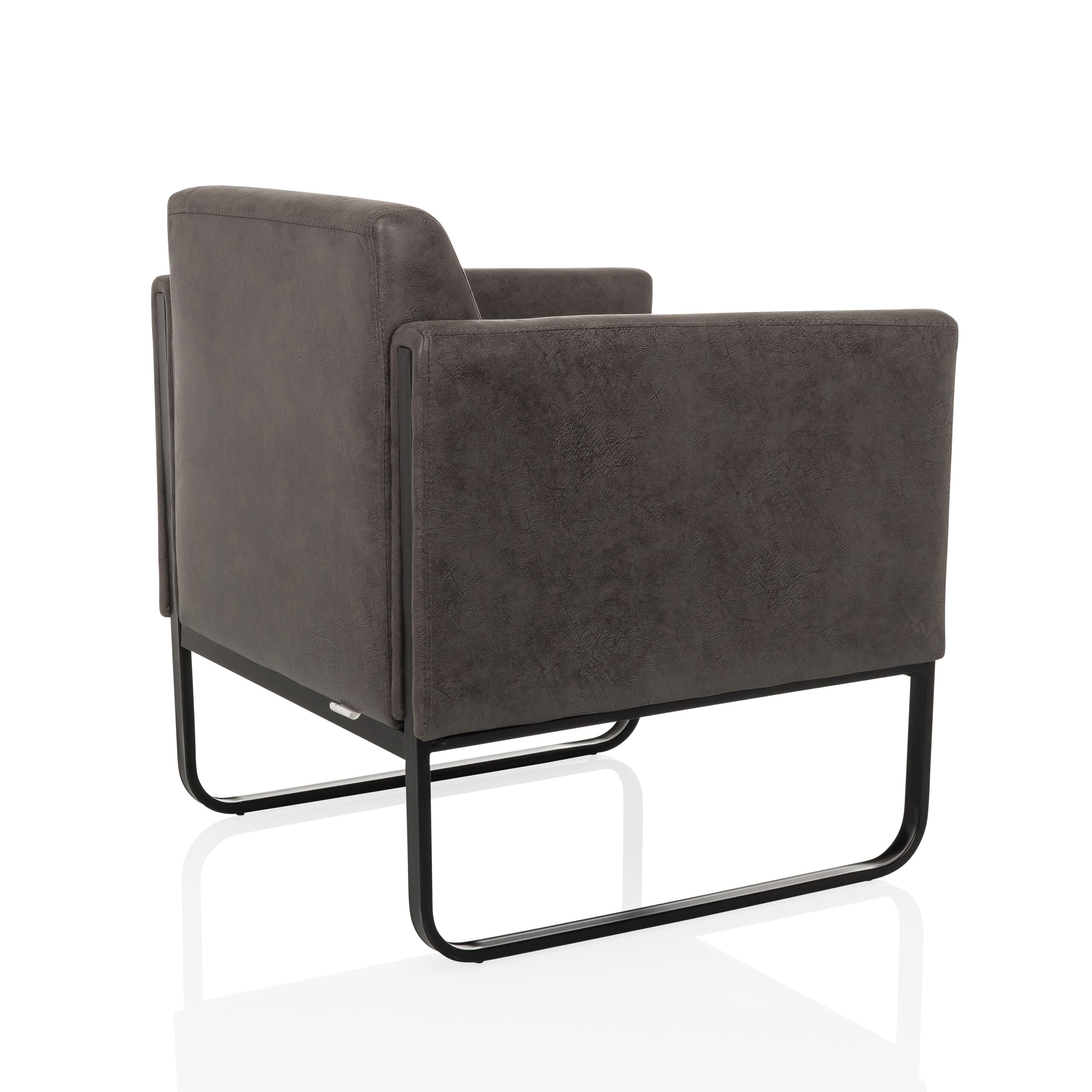 Aruba Retro Loungesessel Kunstleder Grau