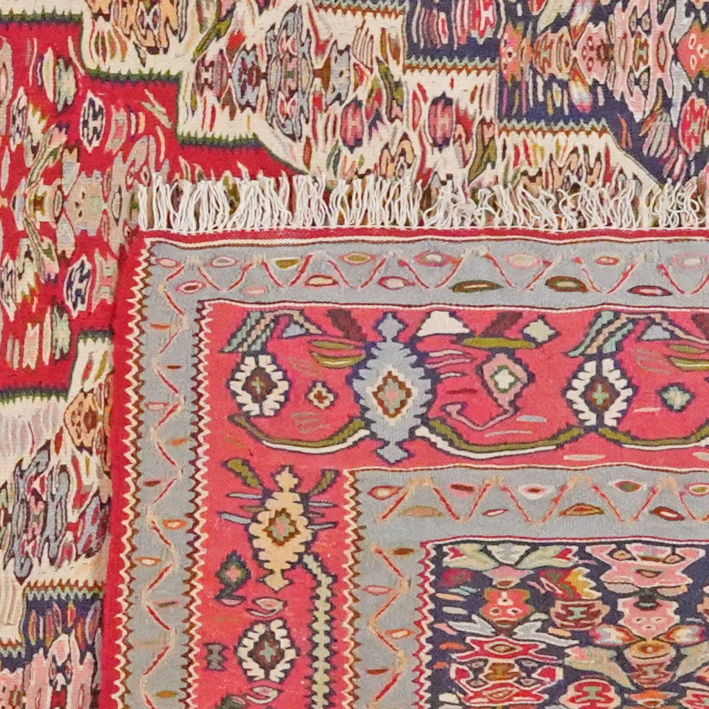 Kilim Senneh Teppich Braun Rot
