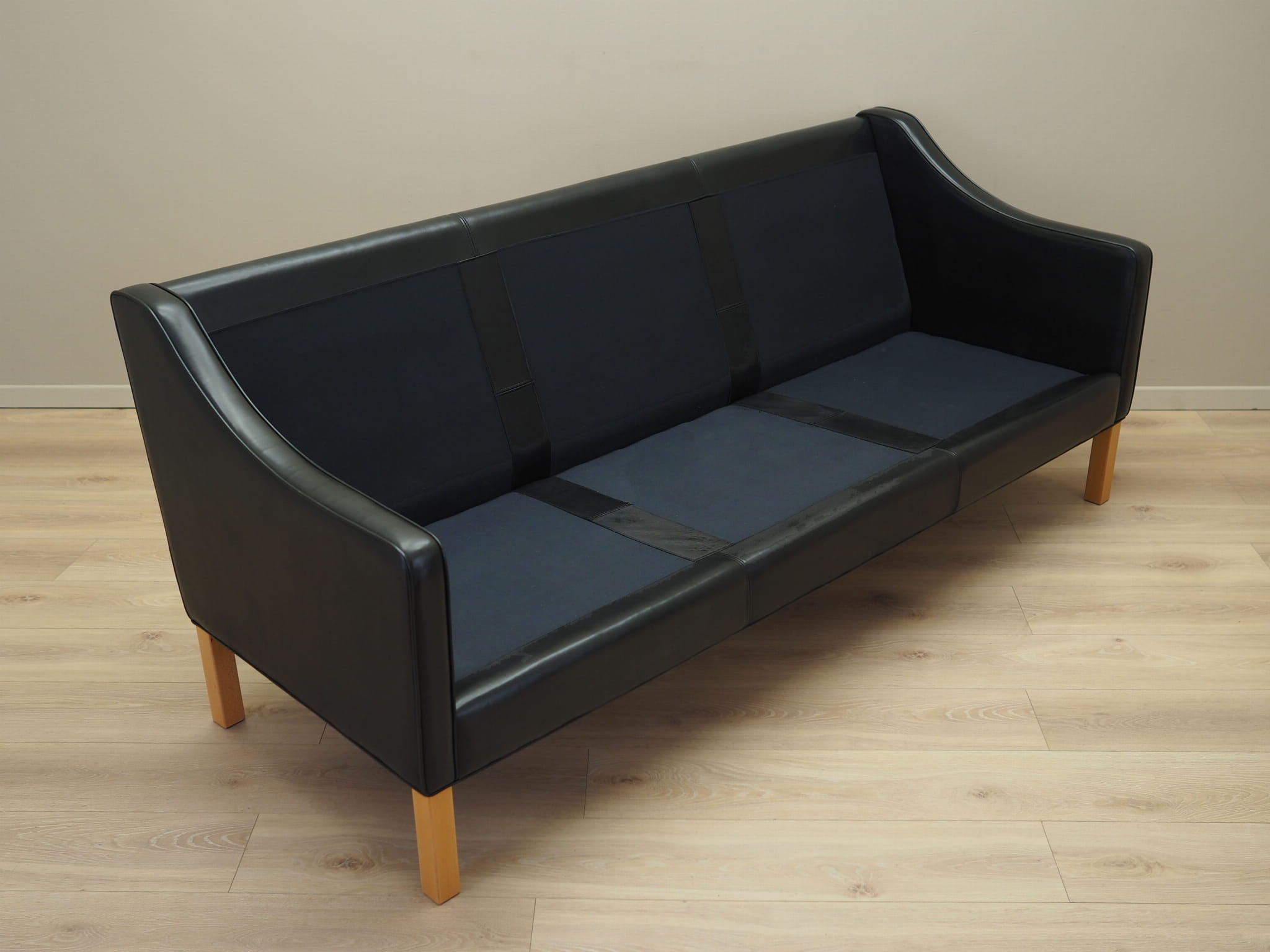 Sofa Leder Schwarz 1970er Jahre 