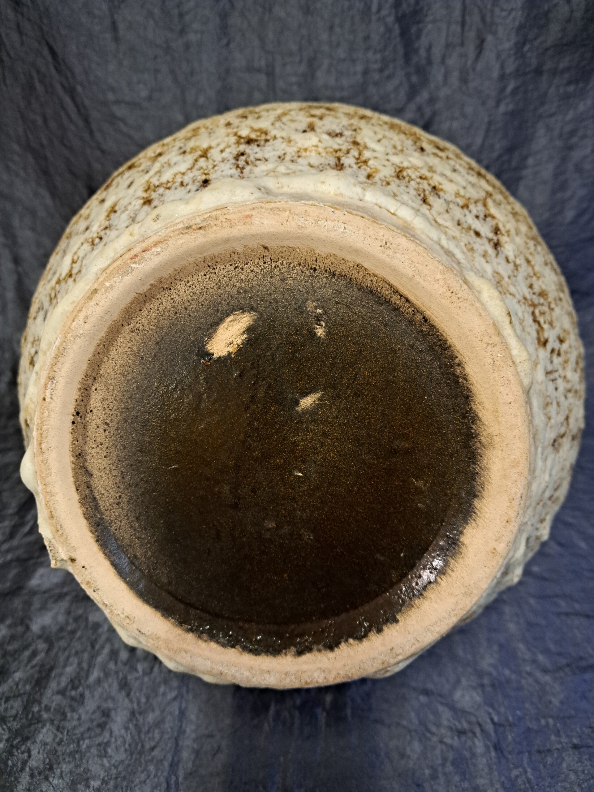 Vintage ceramic vase brown white black