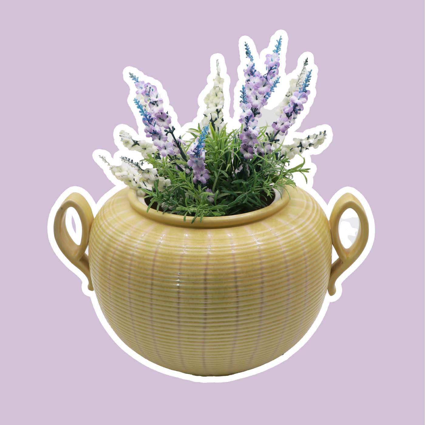 Vintage Bodenvase Keramik Gelb 1950er