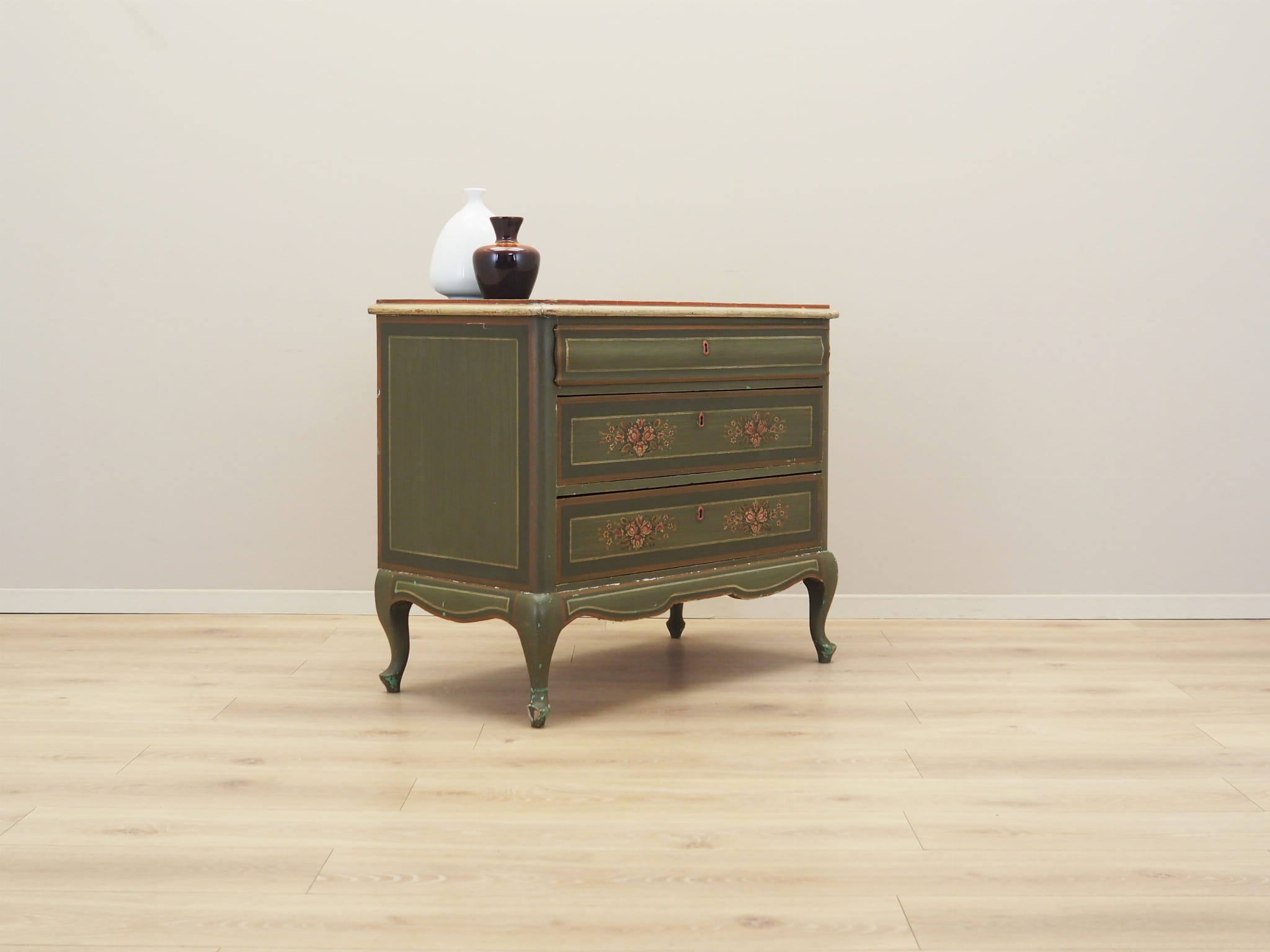 Vintage Kommode Kiefernholz Grün 1950er Jahre