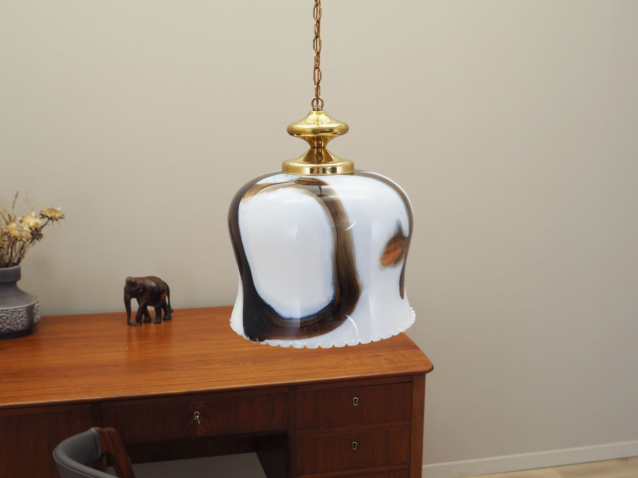 Vintage pendant lamp glass metal multicolor 1970s