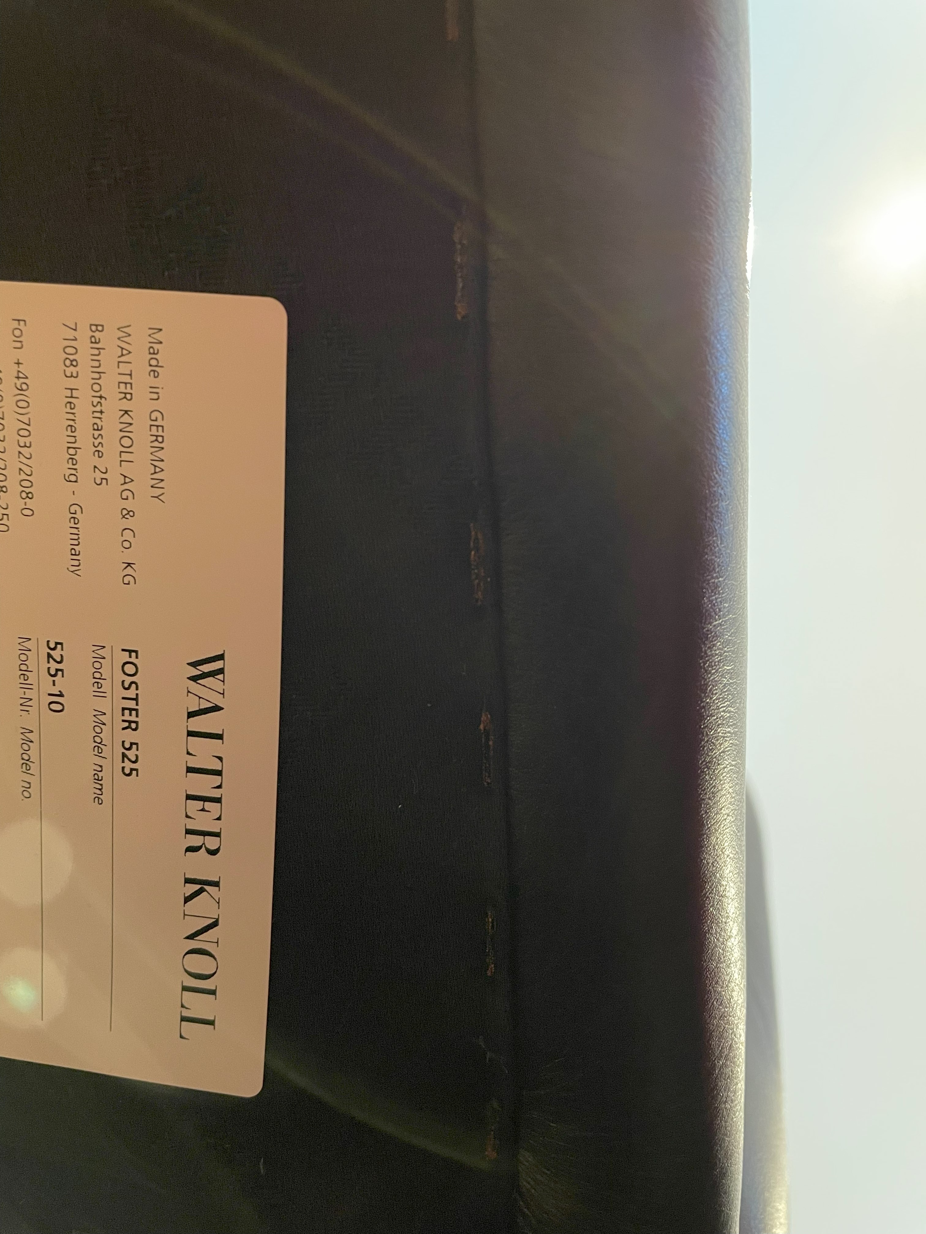 2x 525 Foster Walter Knoll Armchair with Armrests Leather Black