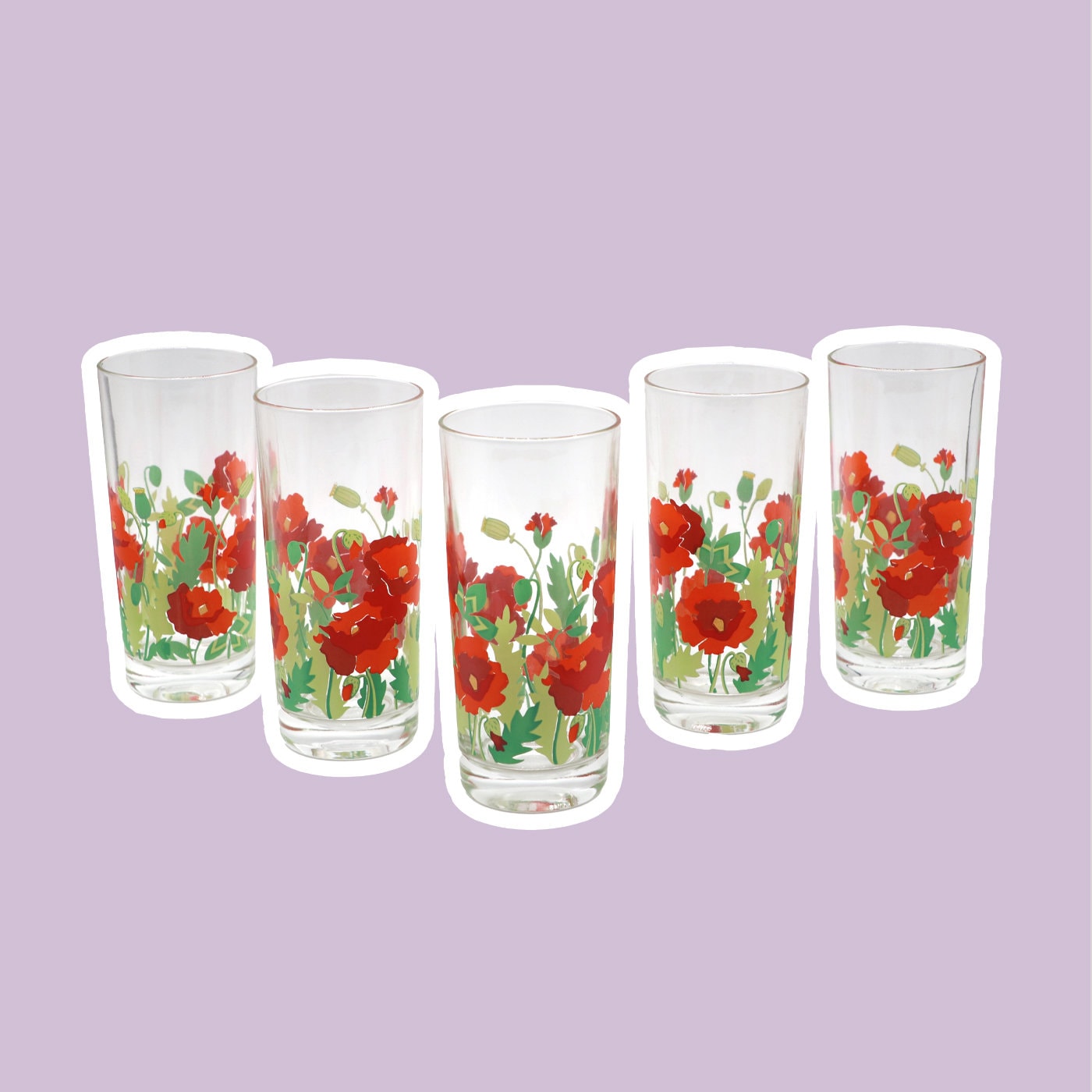 5x Vintage Trinkglas 1980er Jahre