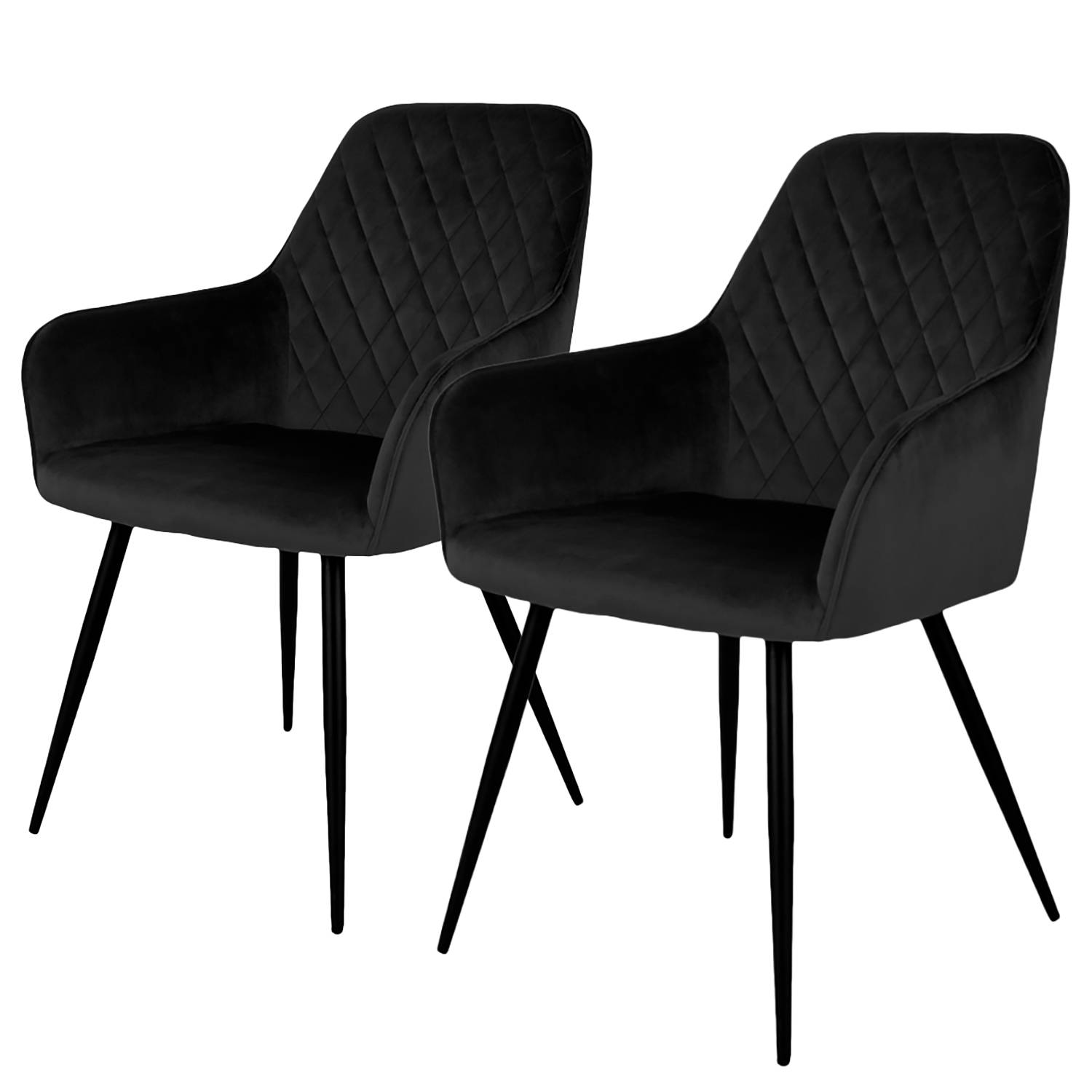 2x Armchair Pierry II Velvet Steel Anthracite