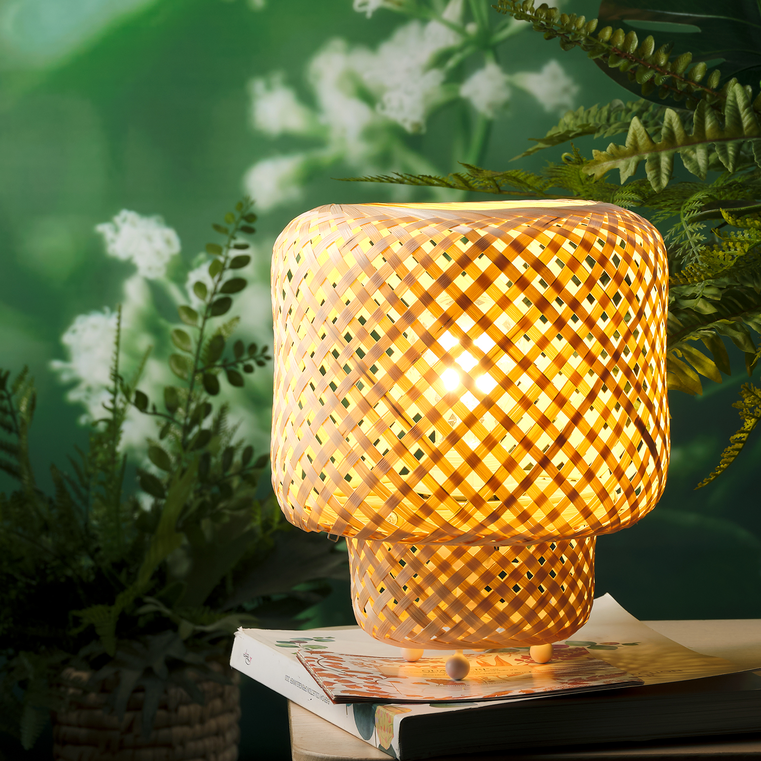 Bamboo Table Lamp 1-Light Bamboo Iron