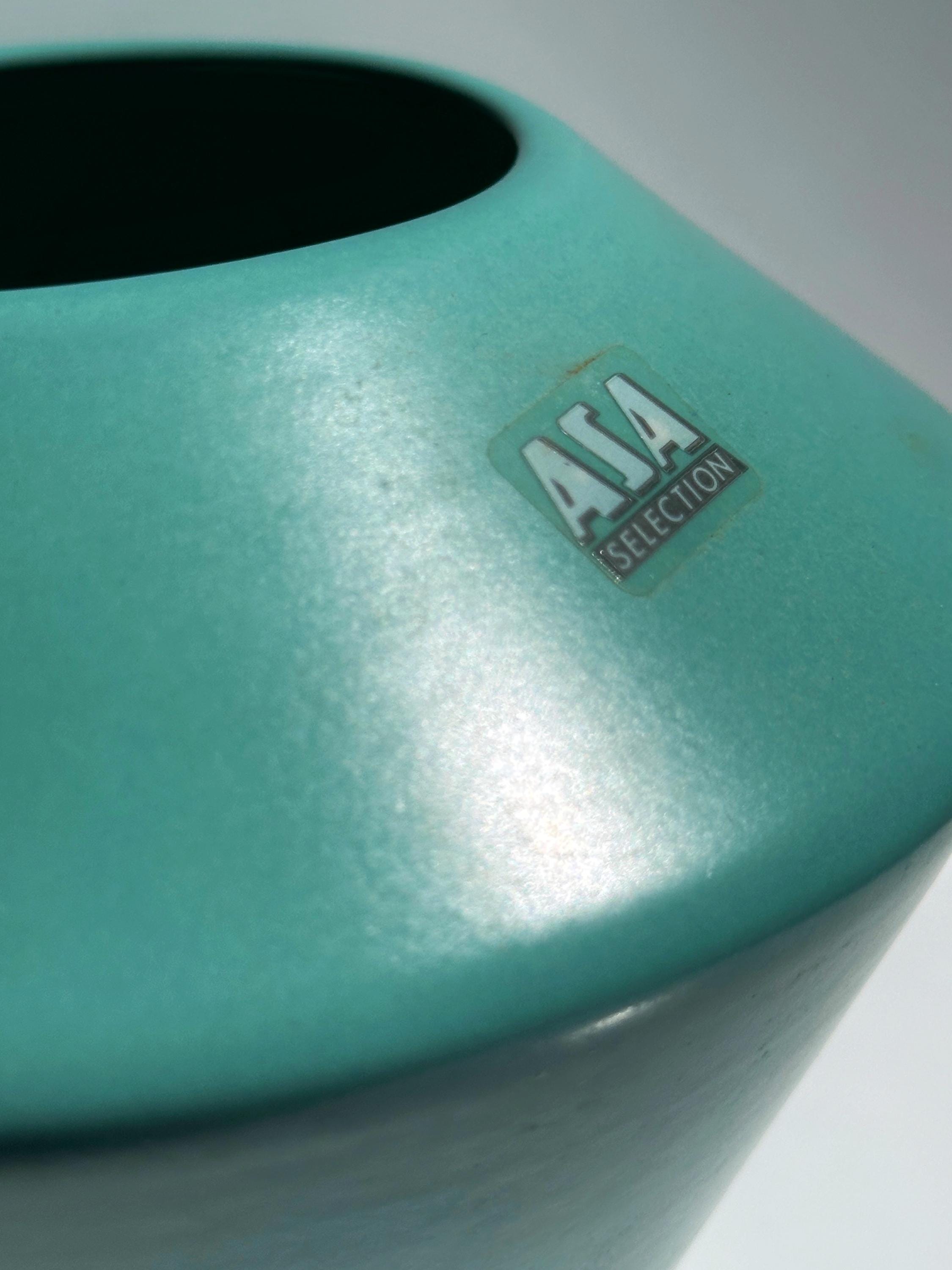 Vintage Vase Keramik Türkis 1990er Jahre