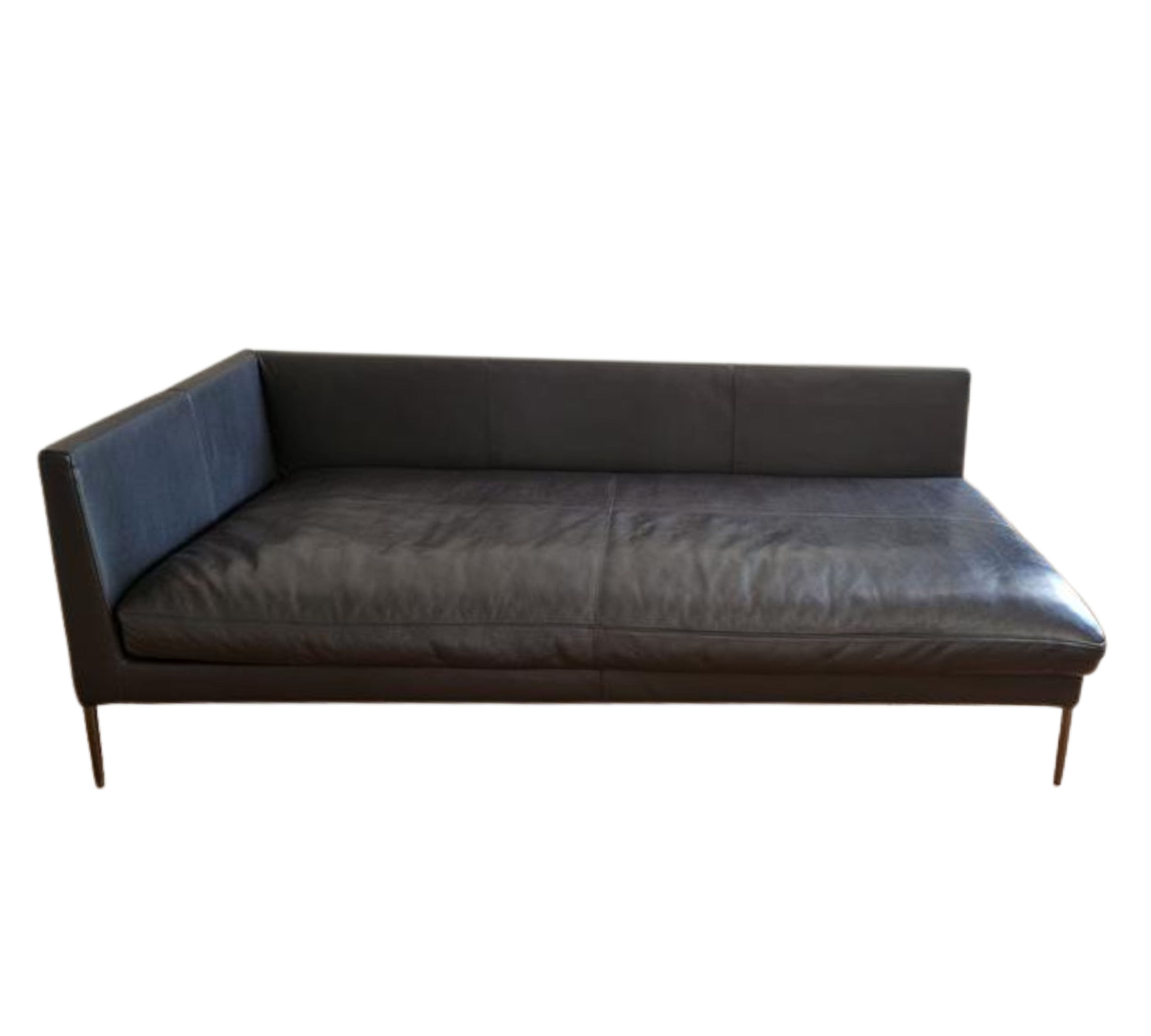 Pilotis Ecksofa mit Recamiere Leder Dunkelbraun