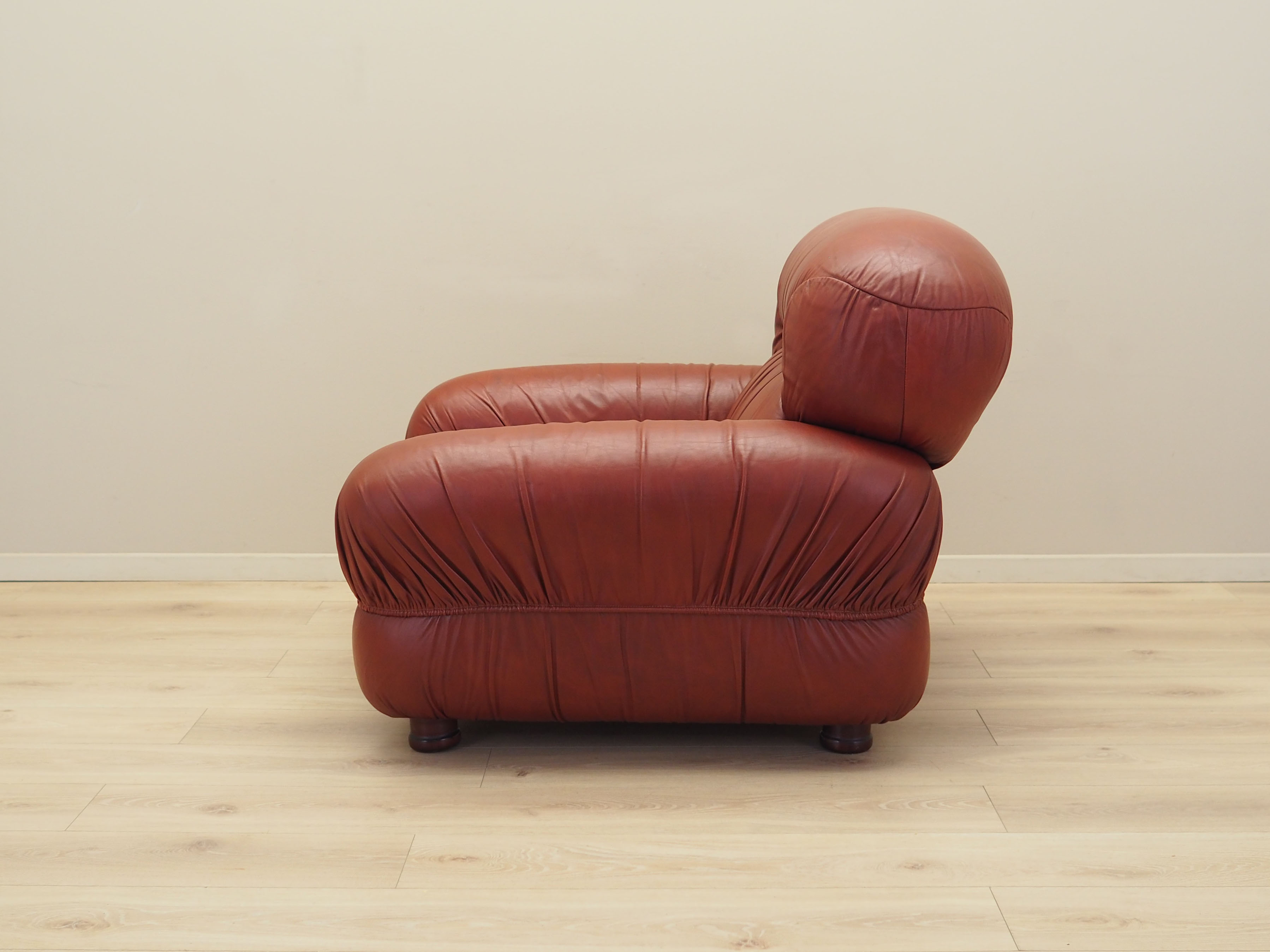 Sessel Leder Weinrot 1970er Jahre