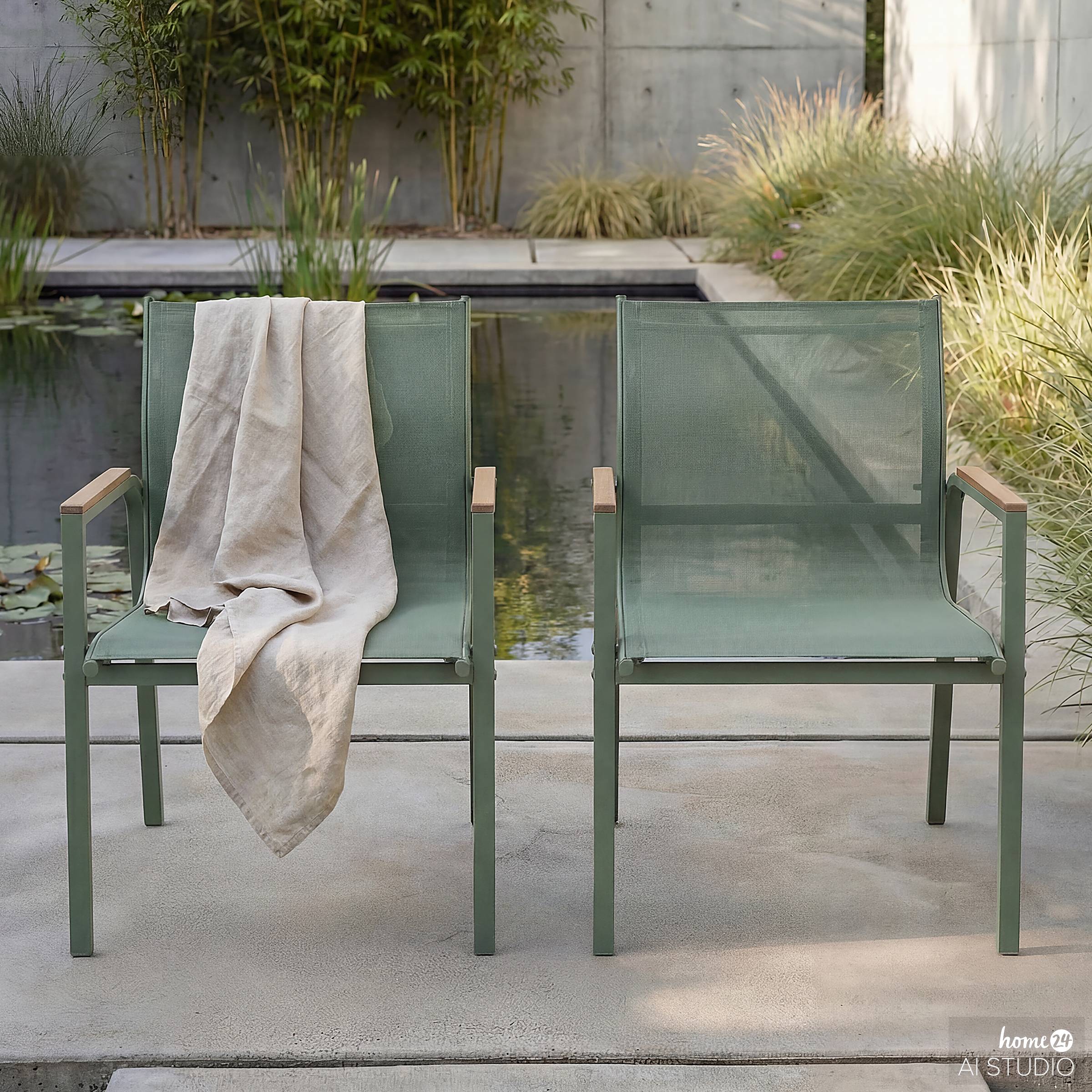 Garden Chair Alora Set of 2 Steel Olefin Green