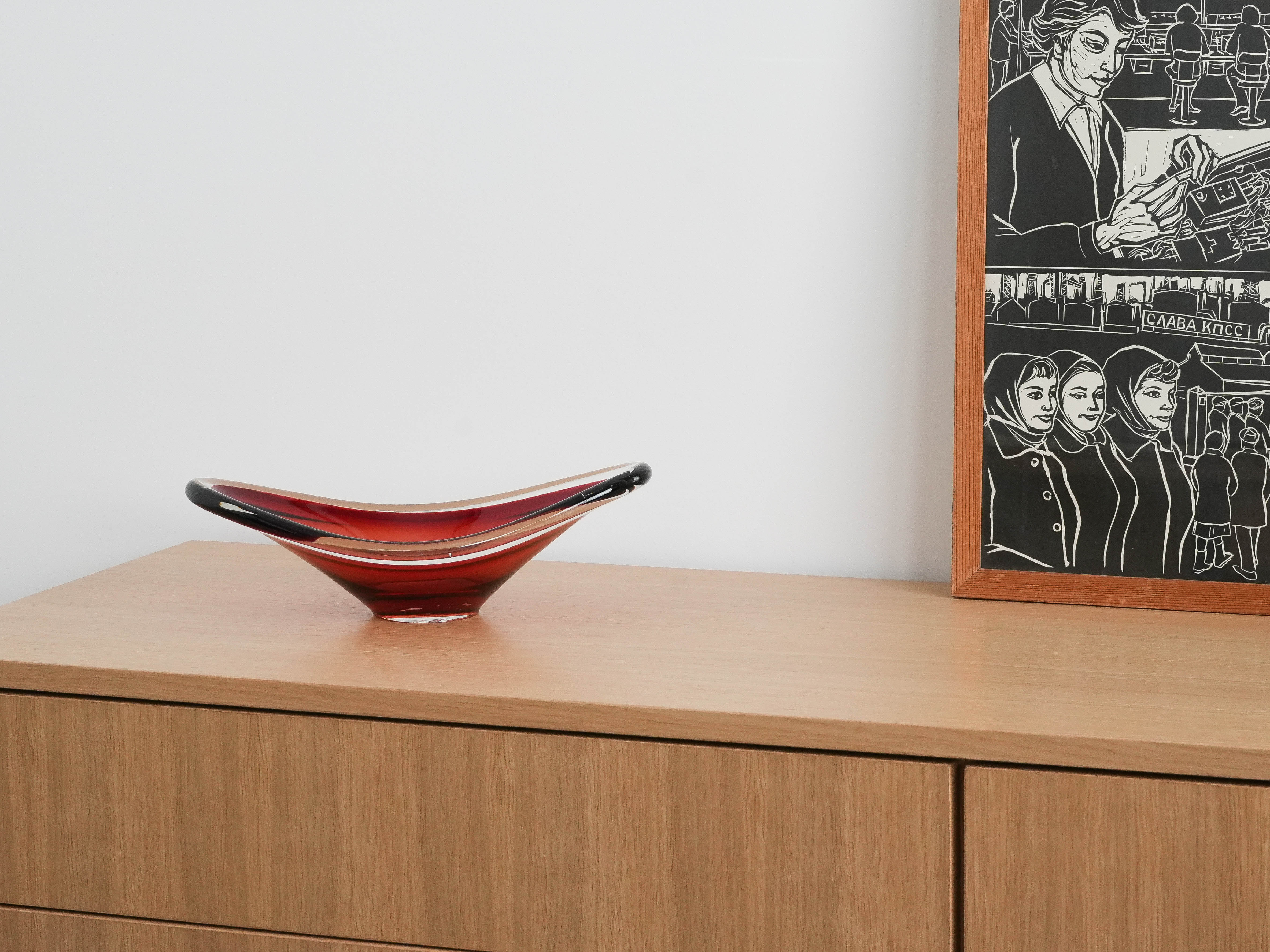 Ruby plate Murano glass1960s