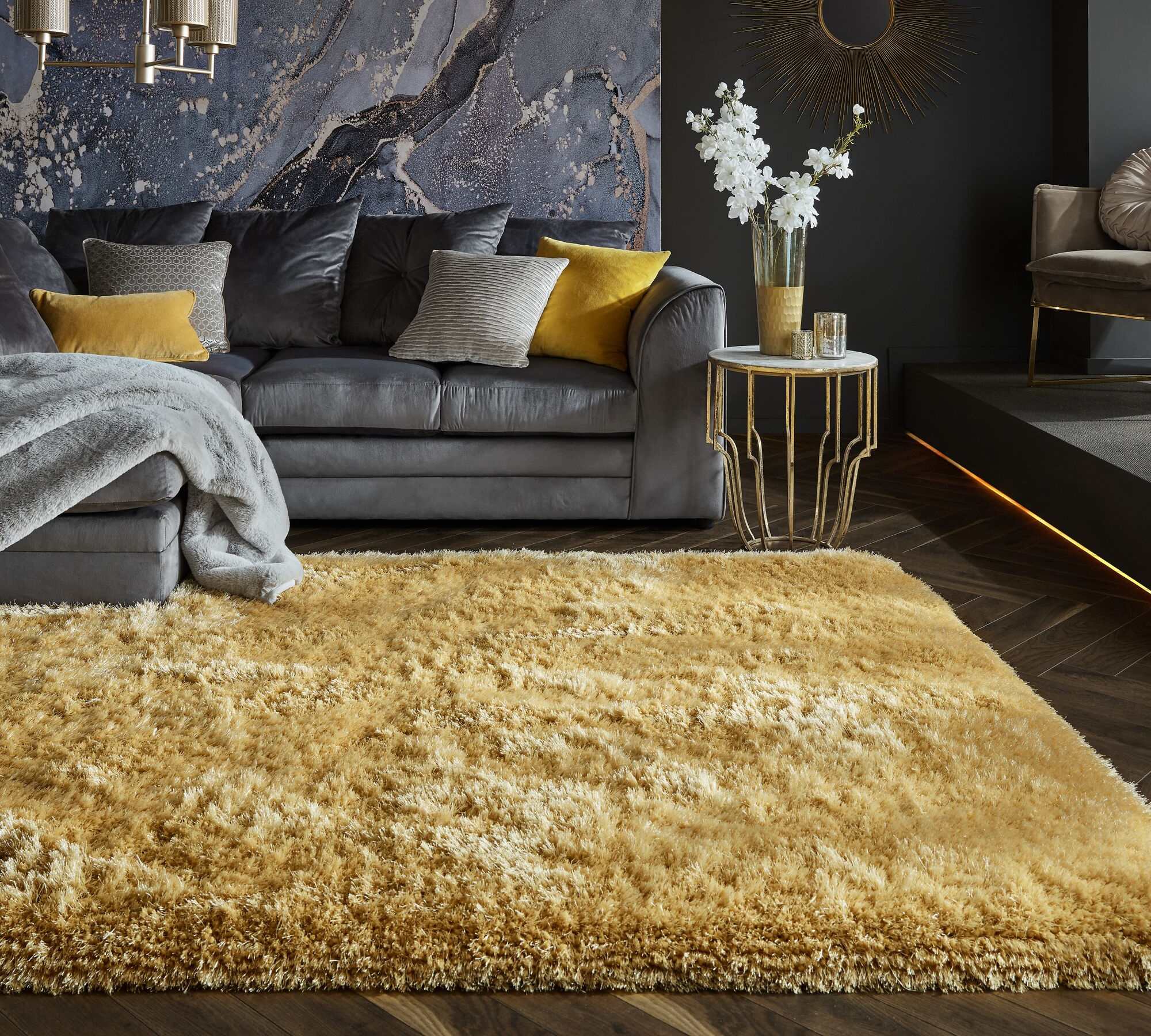 Pearl Carpet Synthetic Fiber Ochre 160 x 230 cm