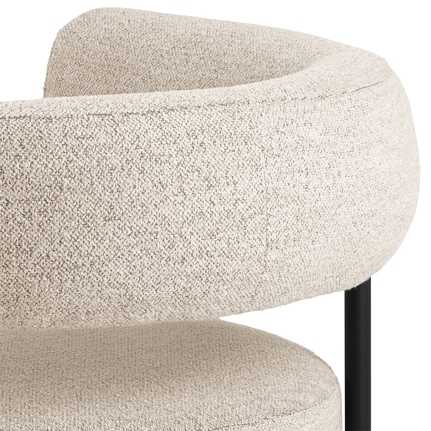 Loungesessel Kerame Bouclé Stahl Beige Schwarz