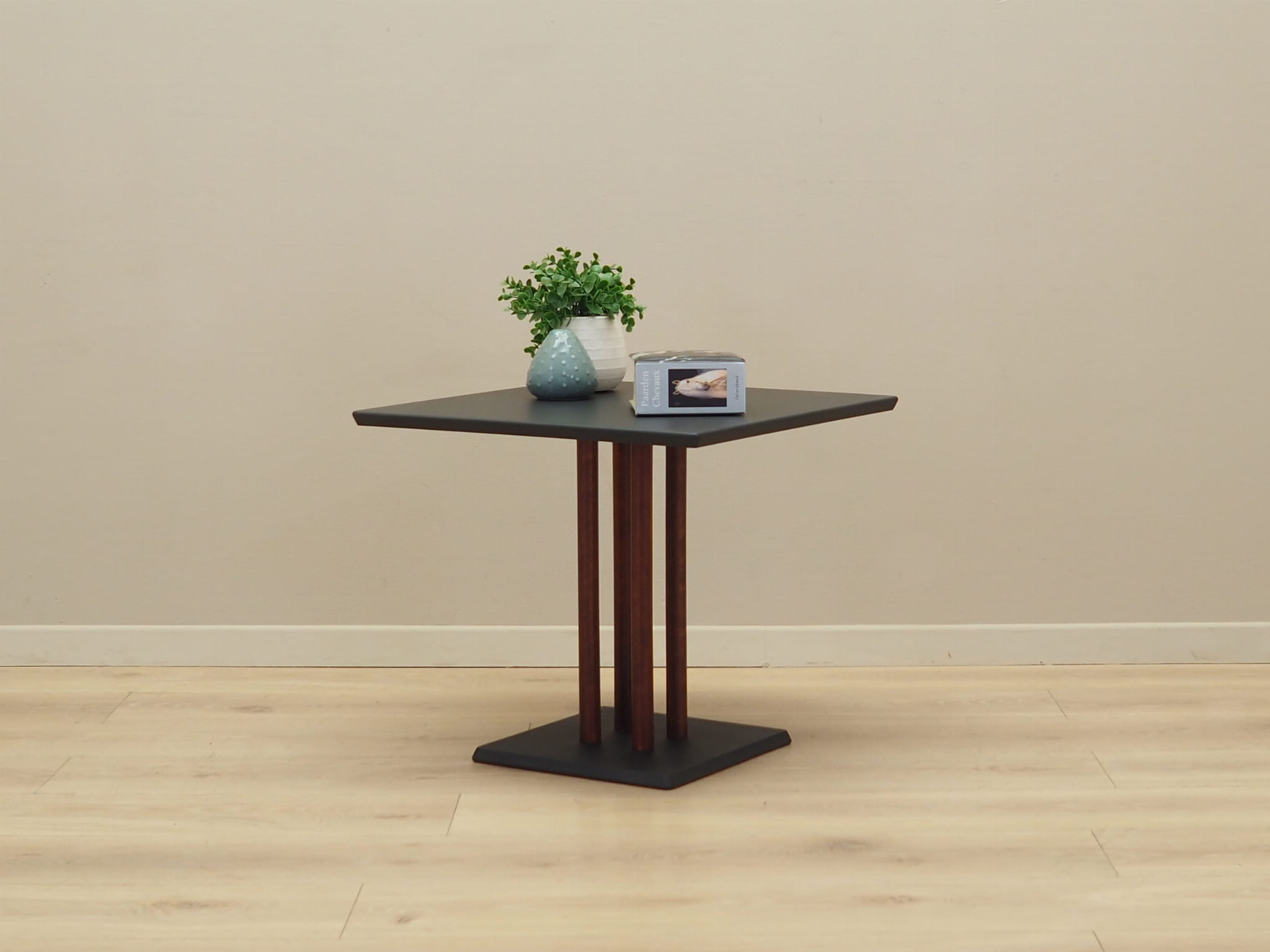 Vintage coffee table wood brown black 1980s