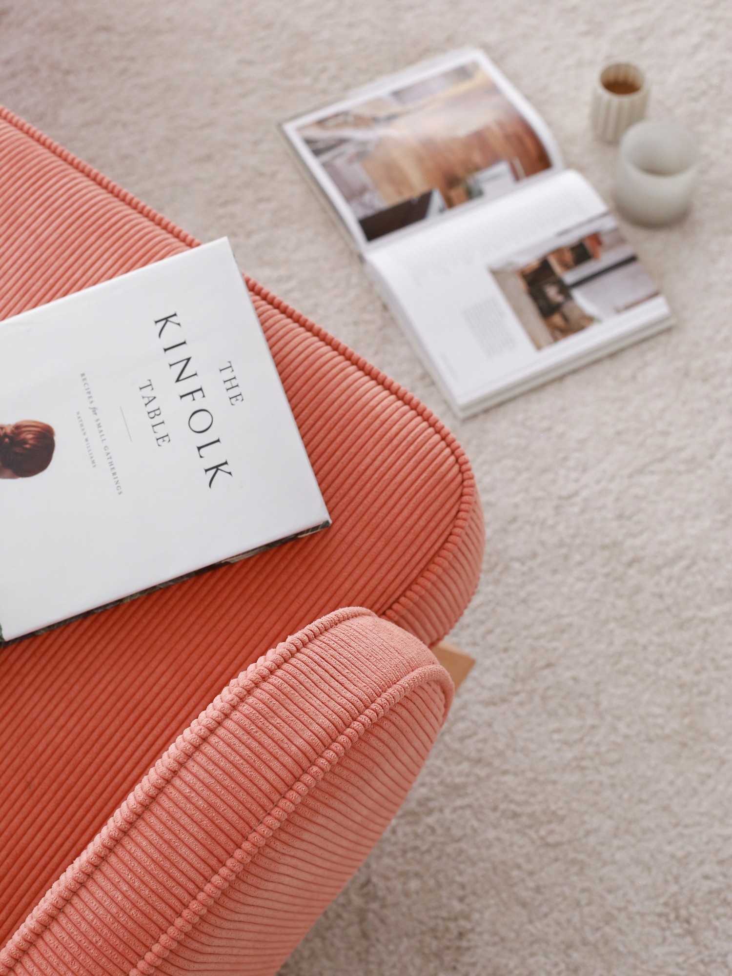 Yoko armchair velvet coral orange