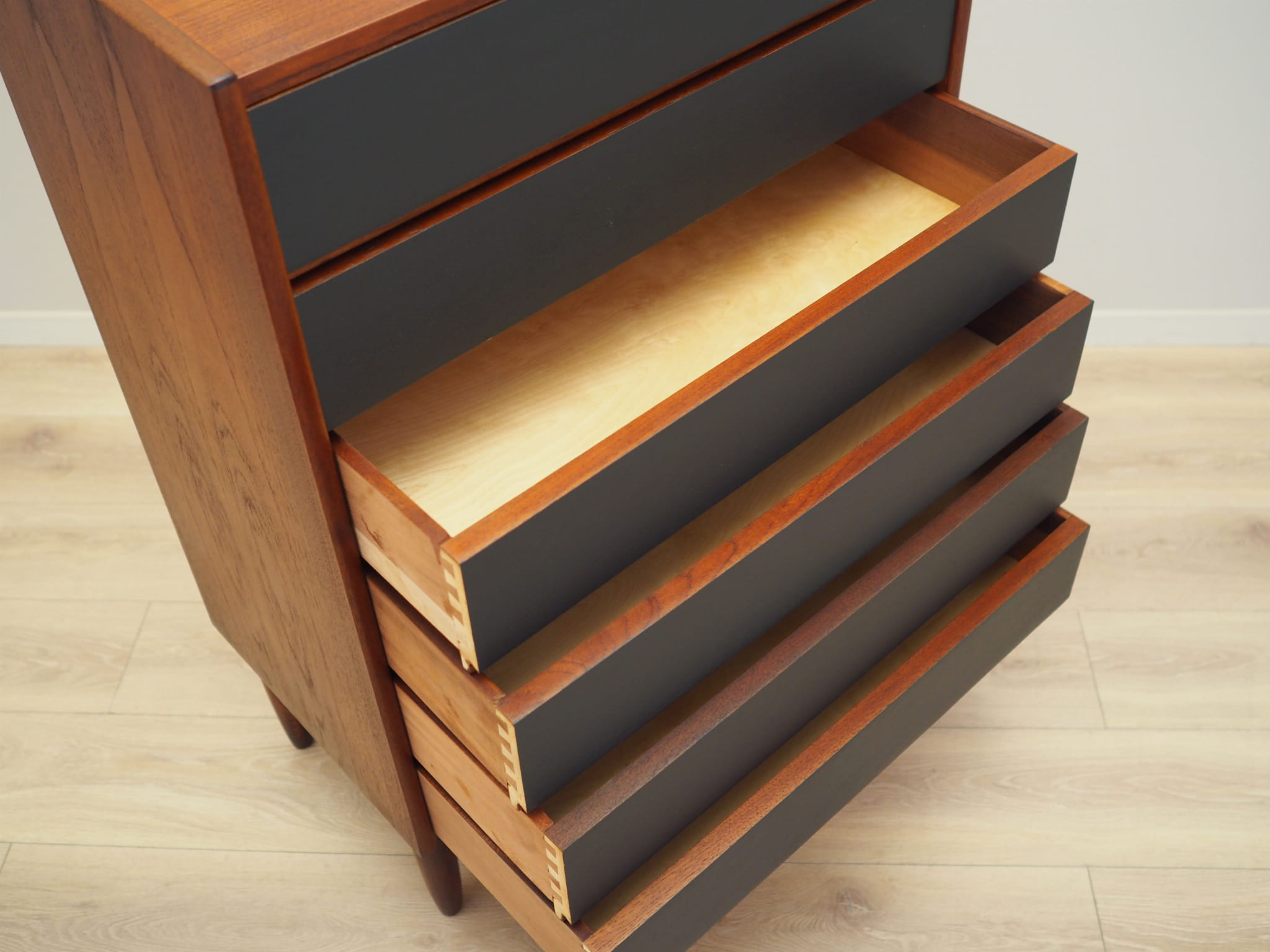 Vintage chest of drawers Teak wood Brown 1970s