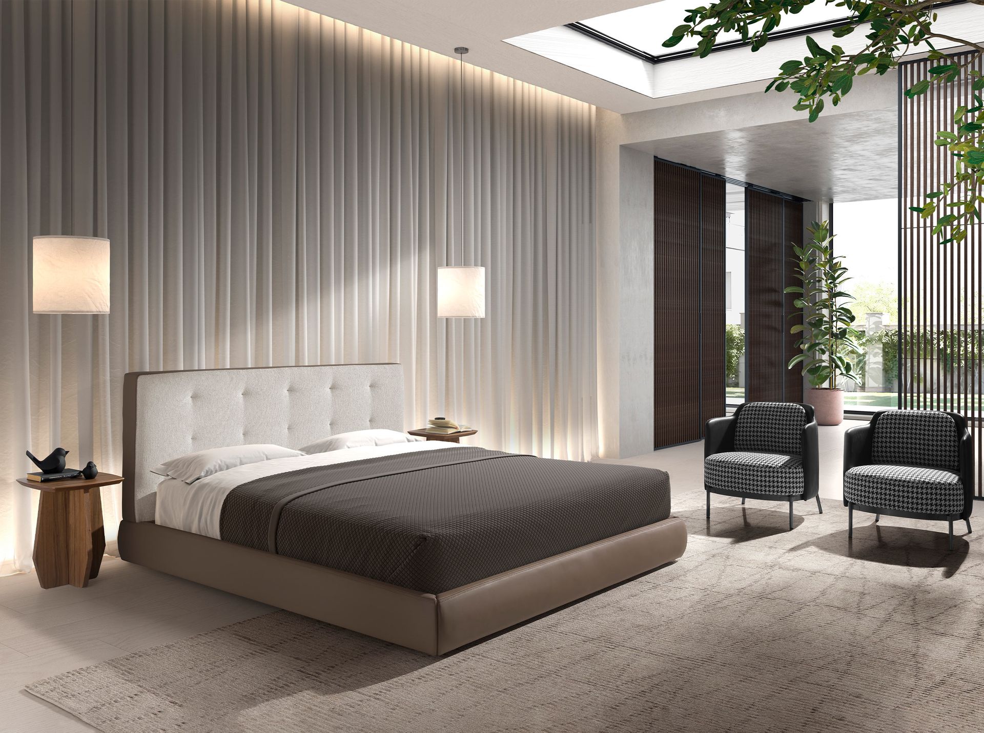 Side table walnut veneer brown