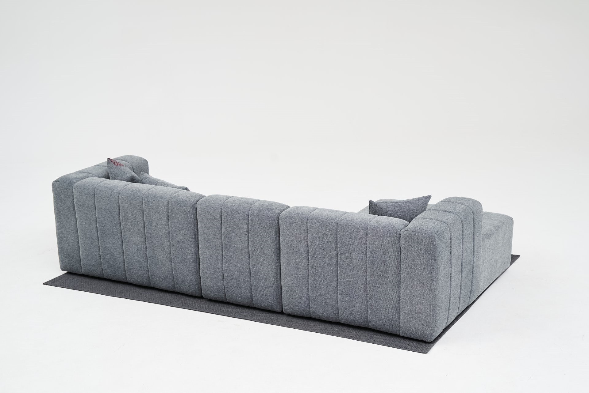 Beyza Sofa Récamiere Links mit Hocker Grau