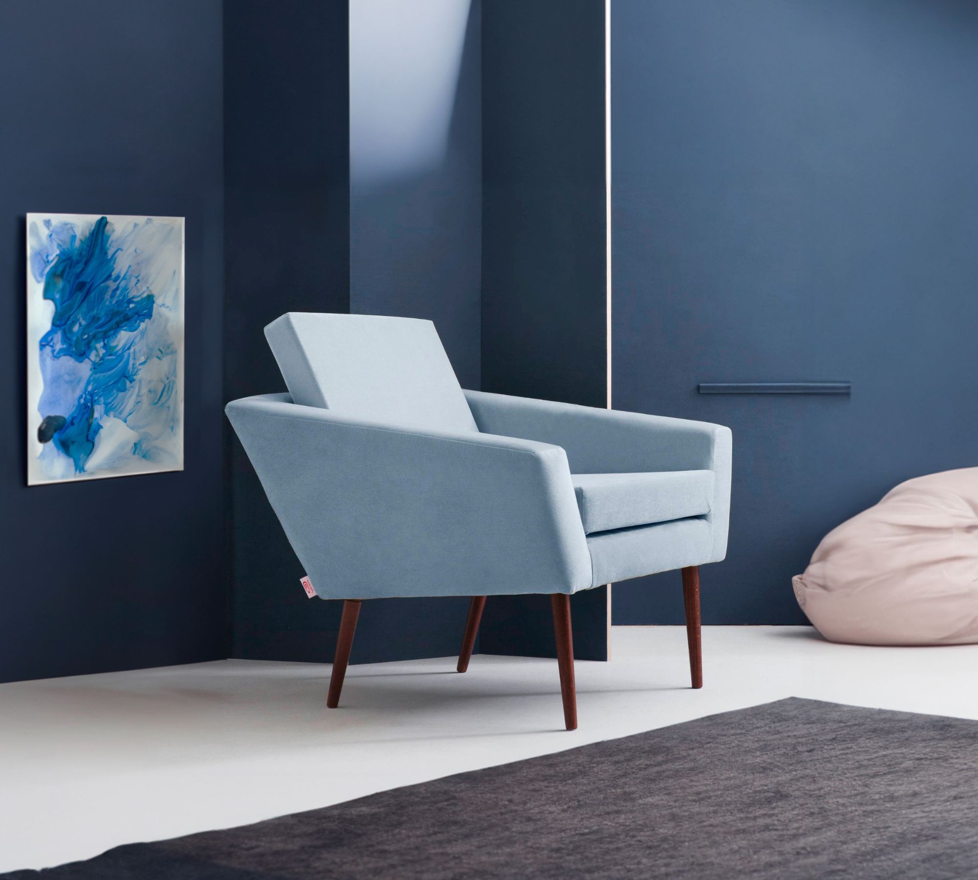 Supernova Sessel Samt Eisgrau Buchenholz
