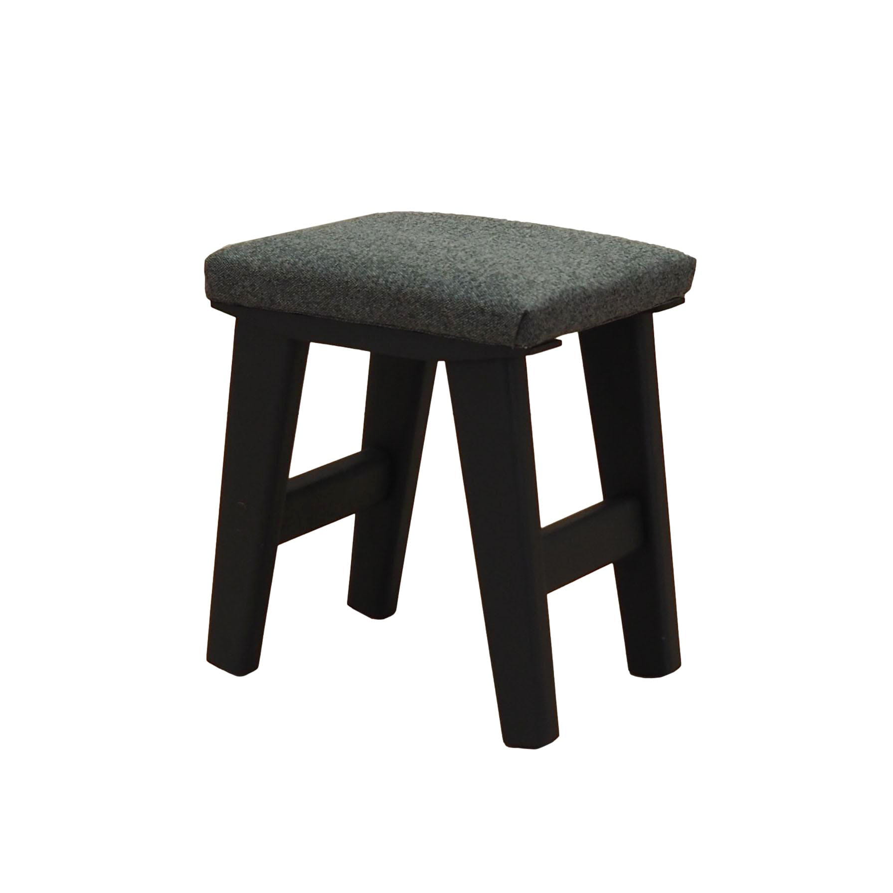 Vintage stool textile wood grey 1980s