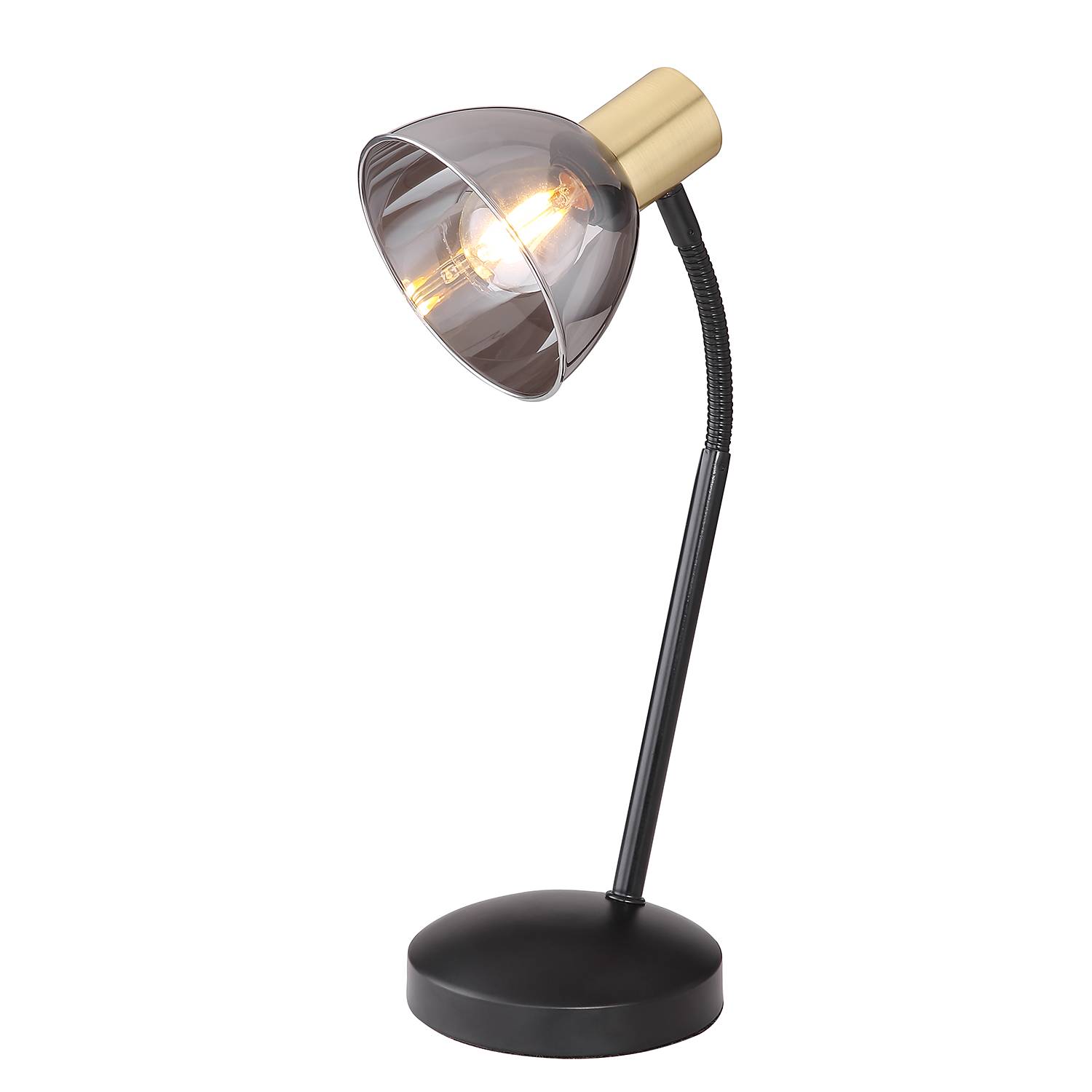 Jay Tischleuchte Rauchglas Messing 1-flammig