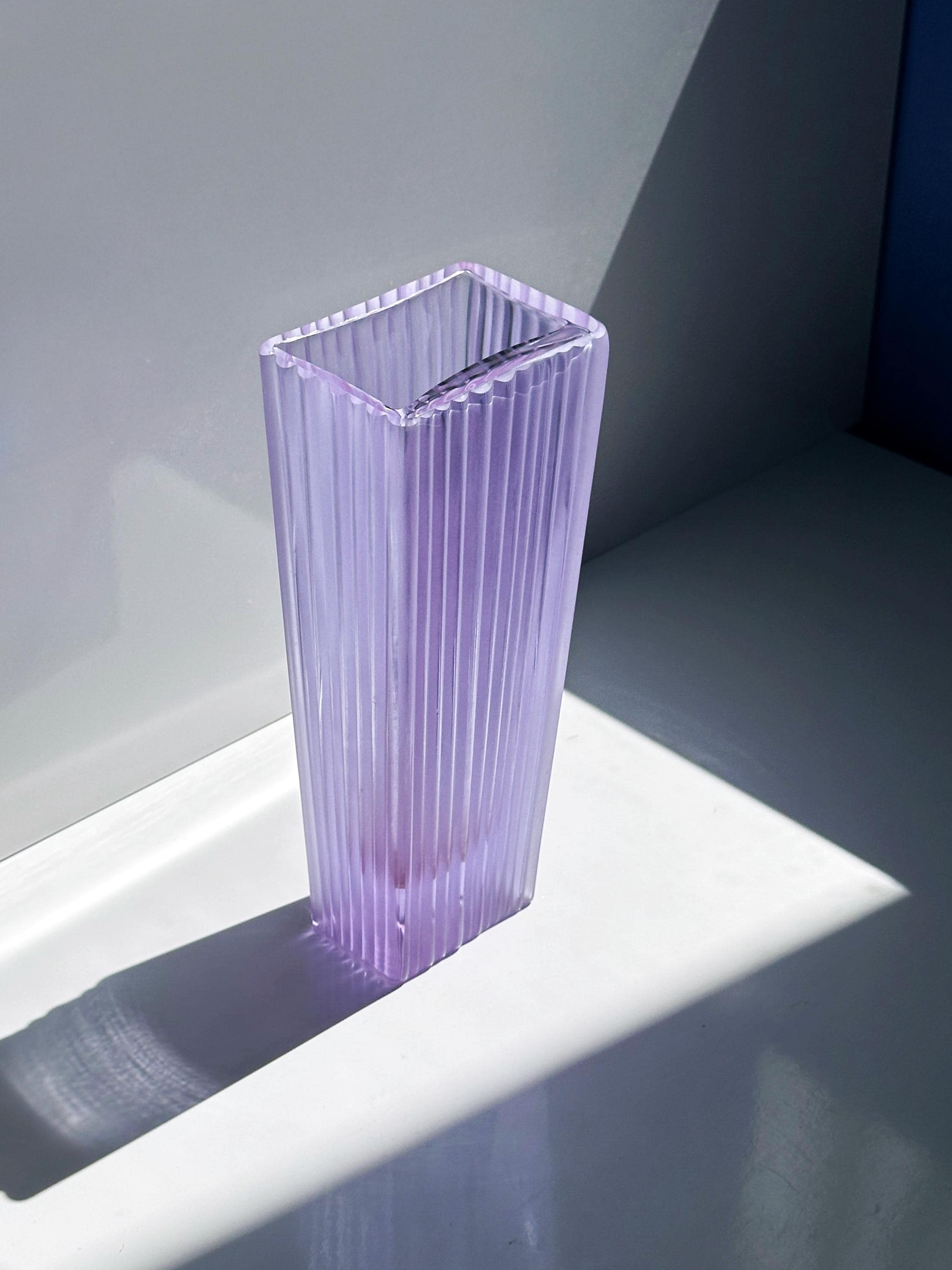 Vintage Blockvase Glas 1960er Jahre