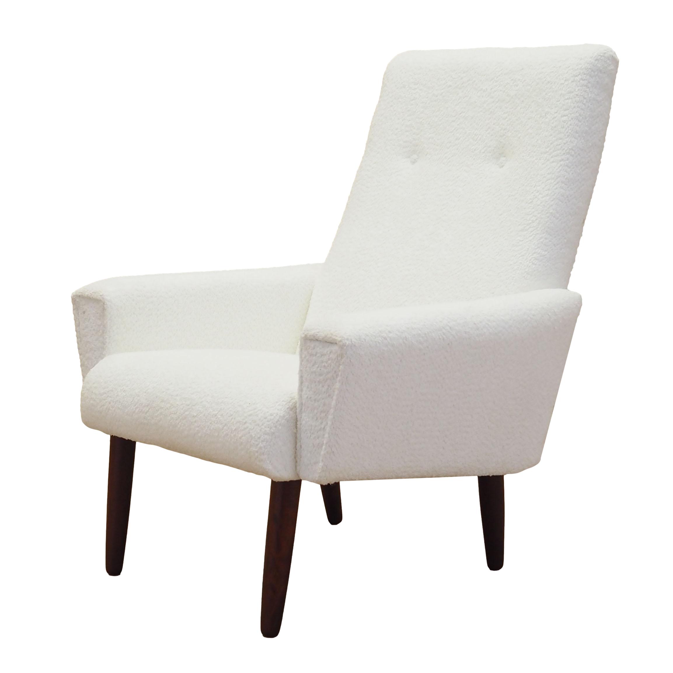 Poltrona in tessuto bianco anni '70