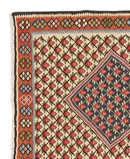 Kilim Senneh Teppich Braun