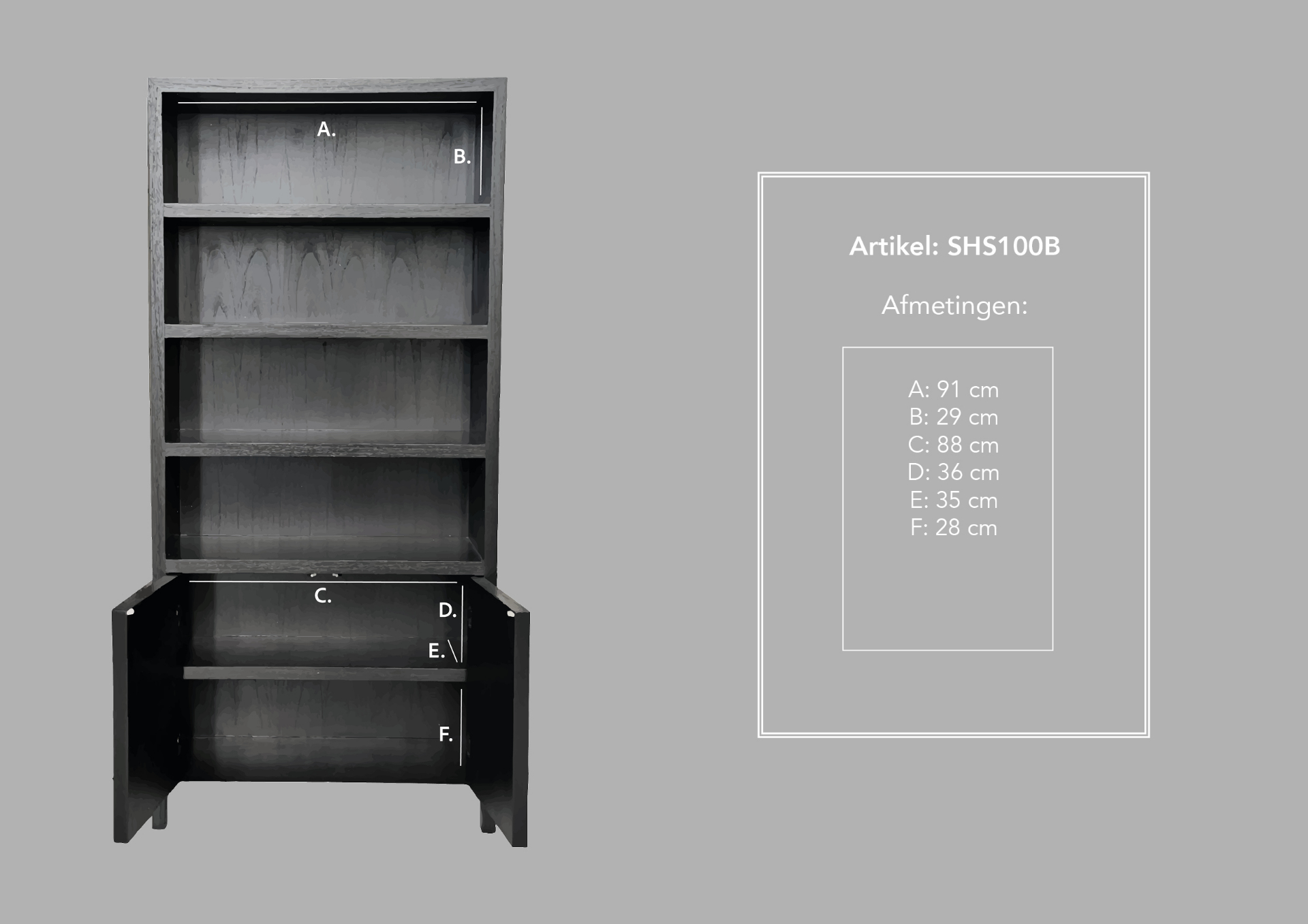 Wandregal Teakholzfurnier Schwarz