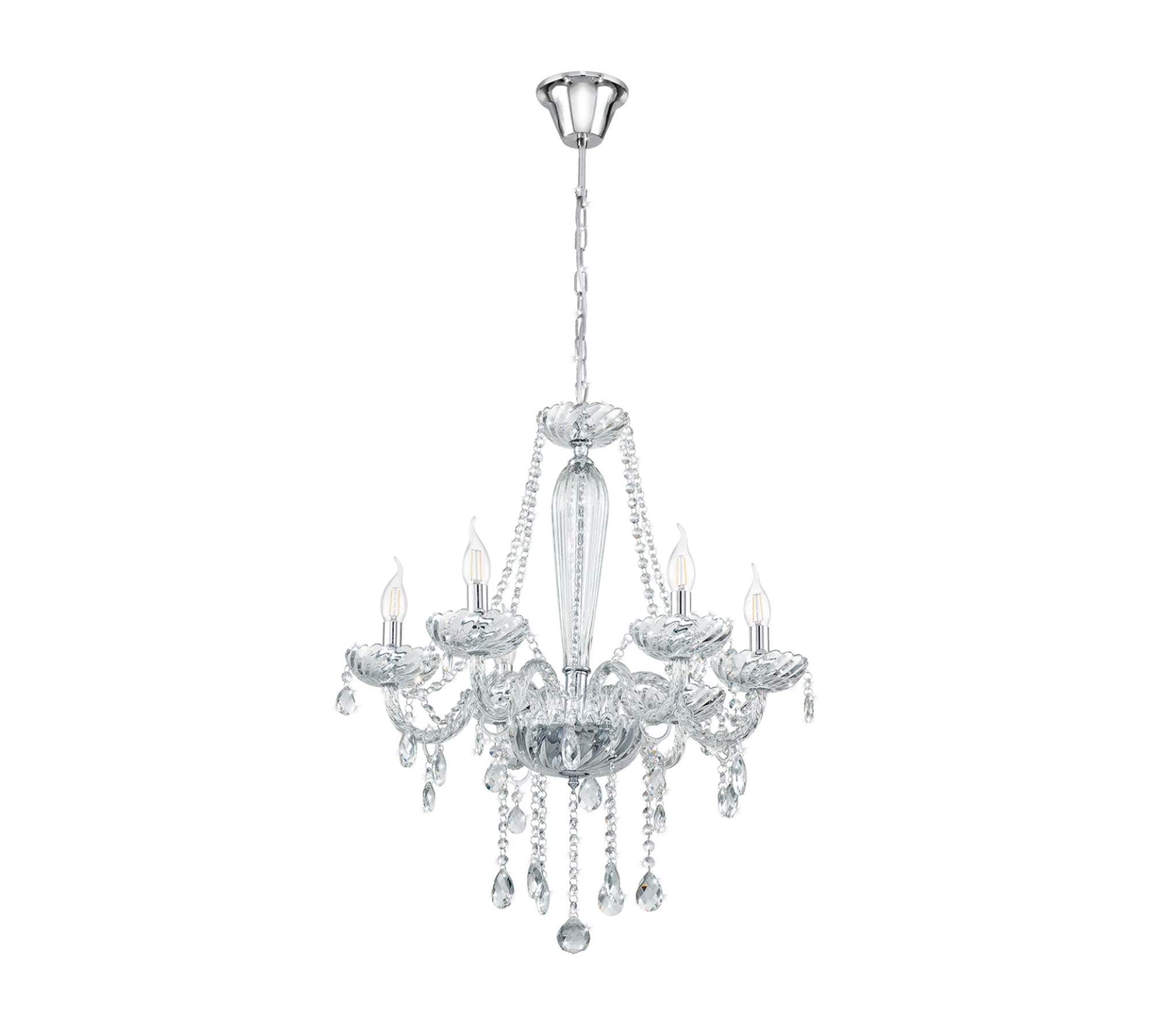 Kronleuchter 6-flammig Glas Stahl